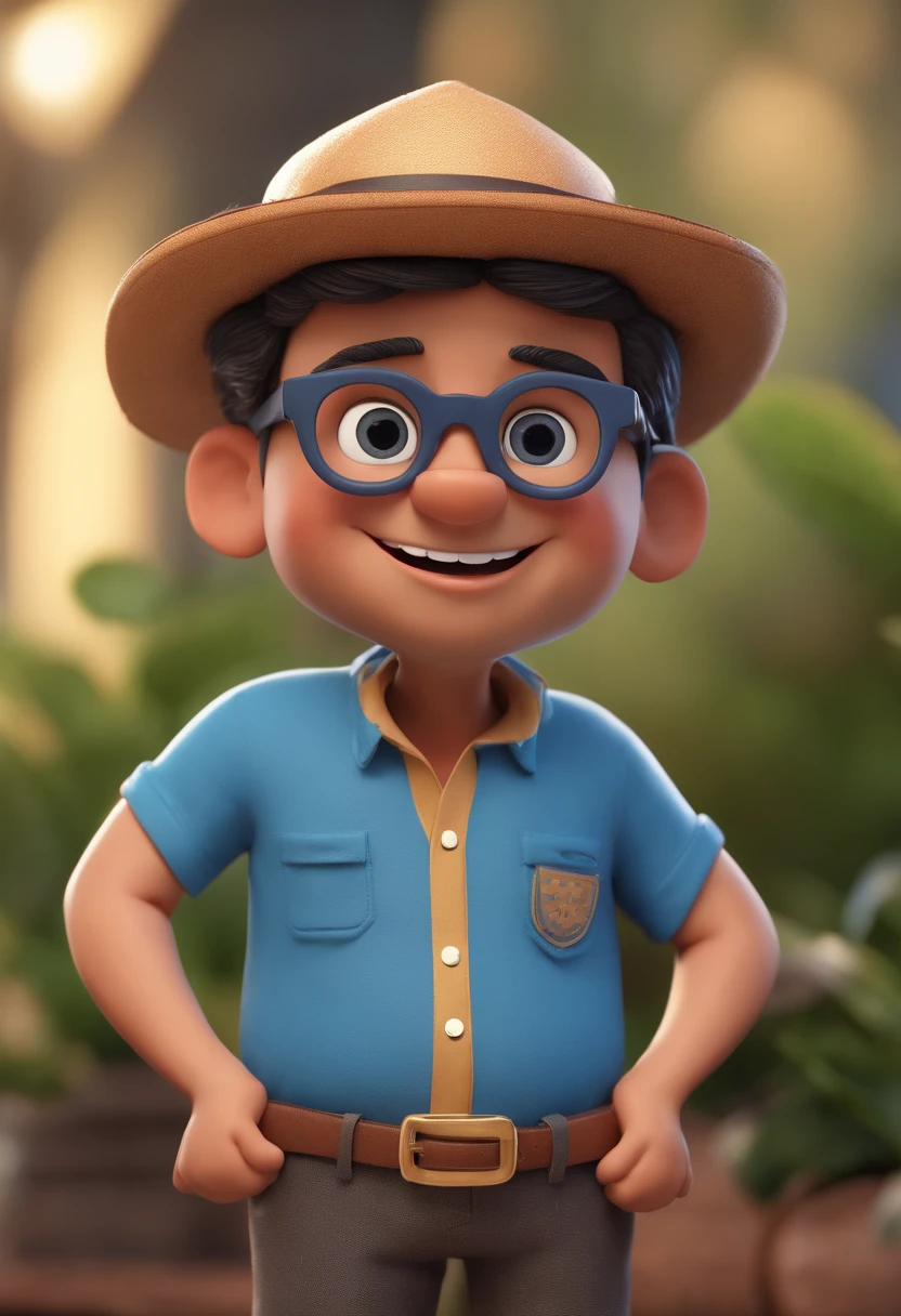 Cartoon character of a man with black glasses and a blue shirt, animation character, Caractere estilizado, animation style rendering, 3D estilizado, Arnold Maya render, 3 d render stylized, toon render keyshot, Personagem 3D, Personagem 3D, 3d rendering stylized, 3 d character render, personagem de desenho animado, Personagem de close up, Pose de personagem,  (Estilo Pixar) (master part:1.2) (Bokeh) (best quality) (pele detalhada) (textura detalhada) (8k) (argila) (Cinematic lighting) (foco nítido