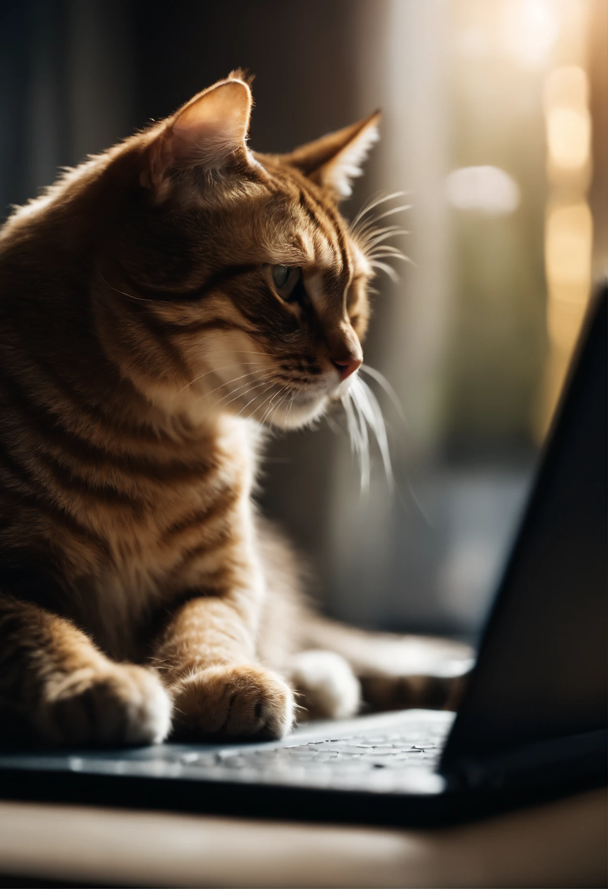 Angry cat banging on laptop keyboard