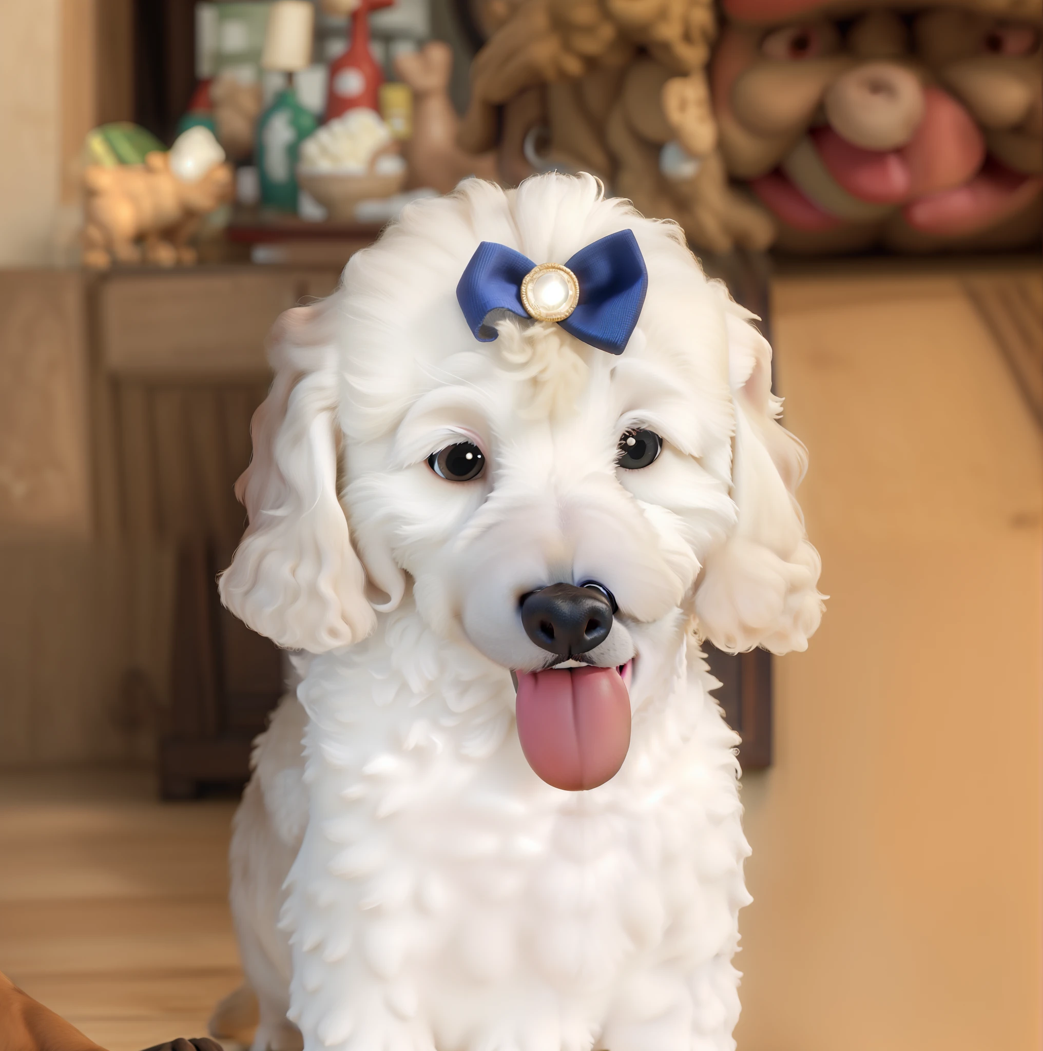 Cachorro Poodle cor branca estilo Pixar