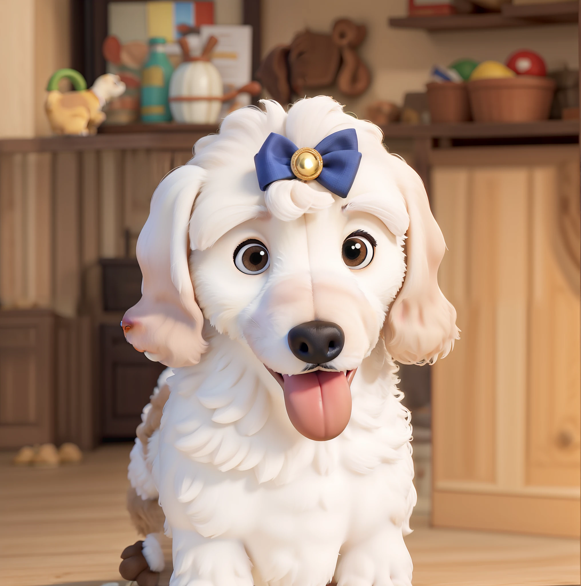 Cachorro Poodle cor branca estilo Pixar