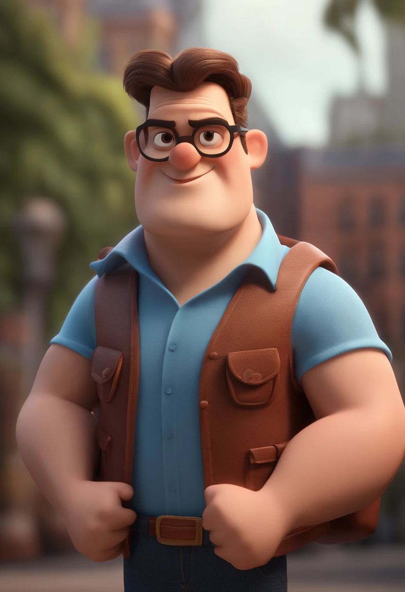 Cartoon character of a man with black glasses and a blue shirt, animation character, Caractere estilizado, animation style rendering, 3D estilizado, Arnold Maya render, 3 d render stylized, toon render keyshot, Personagem 3D, Personagem 3D, 3d rendering stylized, 3 d character render, personagem de desenho animado, Personagem de close up, Pose de personagem,  (Estilo Pixar) (master part:1.2) (Bokeh) (best quality) (pele detalhada) (textura detalhada) (8k) (argila) (Cinematic lighting) (foco nítido