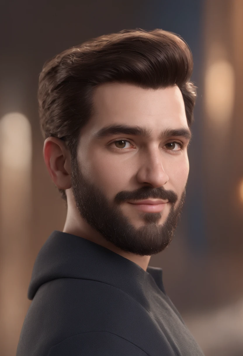 personagem dos desenhos animados de um homem negro com cabelo nudred curto, com barba curta altura 1,84 million, Weight 115 kg using an Apple mobile phone in animation, Caractere estilizado, animation style rendering, 3D estilizado, Arnold Maya render, 3 d render stylized, toon render keyshot, Personagem 3D, Personagem 3D, 3d rendering stylized, 3 d character render, personagem de desenho animado, Personagem de close up, Pose de personagem, (Estilo Pixar) (master part:1.2) (Bokeh) (best quality) (pele detalhada) (textura detalhada) (8k) (argila) (Cinematic lighting) (foco nítido