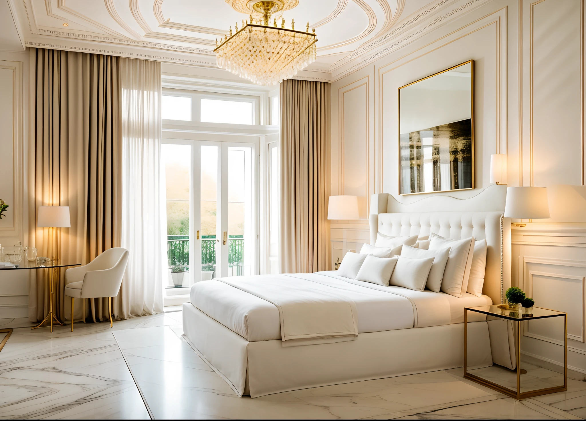 "Luxury, modern, outstanding diningroom interior design, neoclassical style, ceiling lights.",day, 8k uhd, dslr, soft light, high quality, film grain, Fujifilm XT3