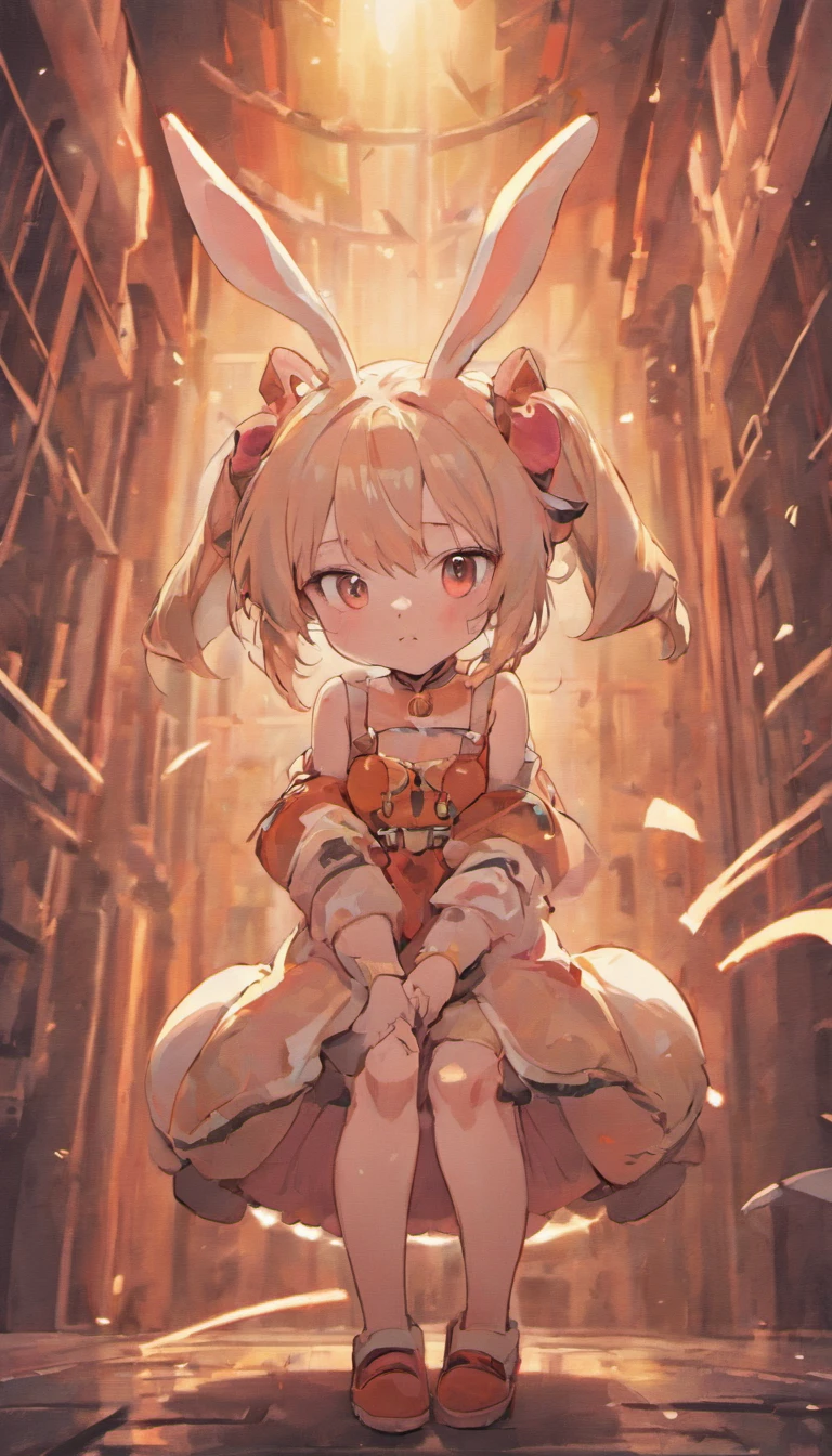 A rabbit,adolable,With large ear cups,showing whole body,Personachi Cyberpunk,organism,Not human,Deanthropomorphic,