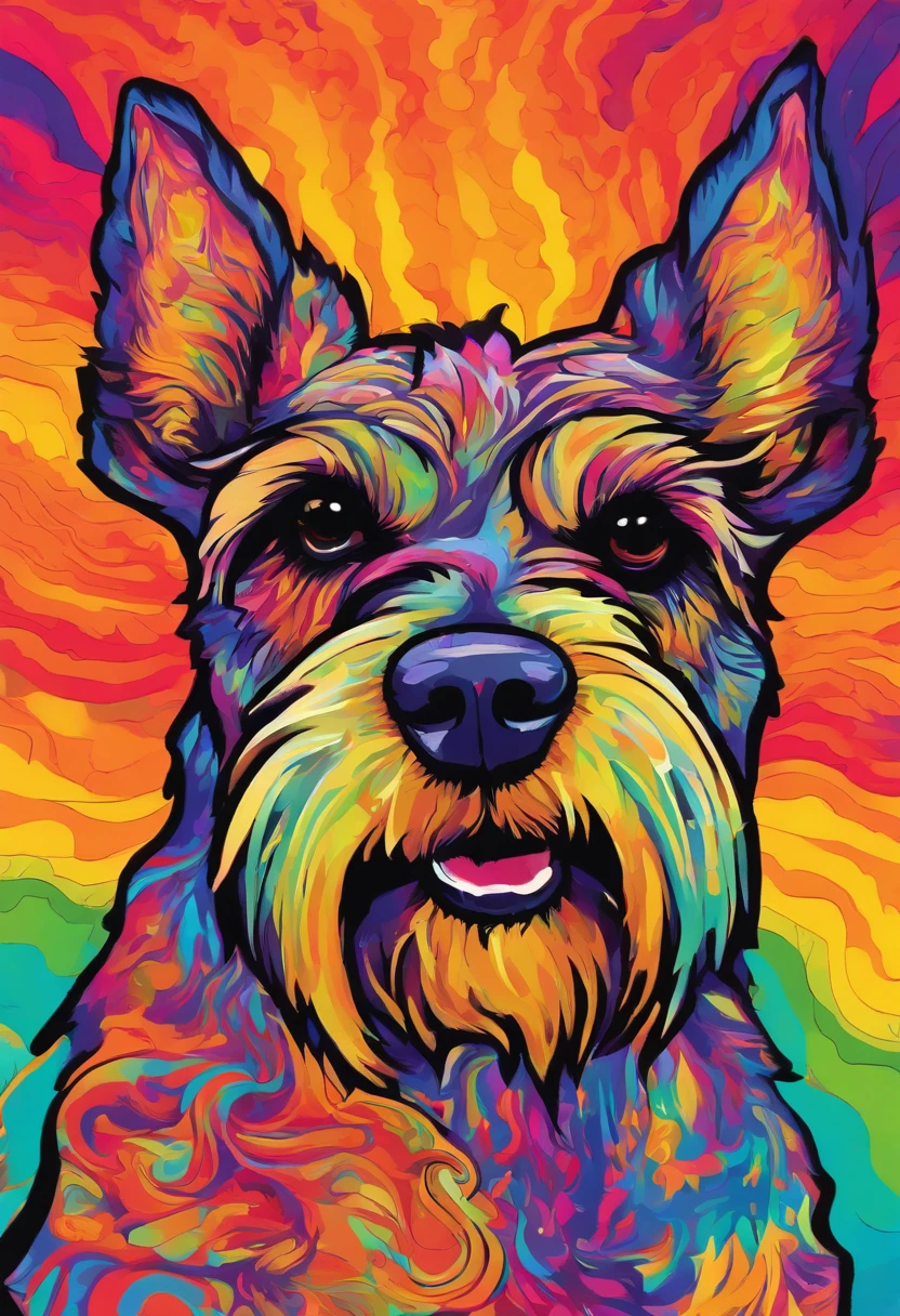 Powerful schnauzer with iridescent colors
