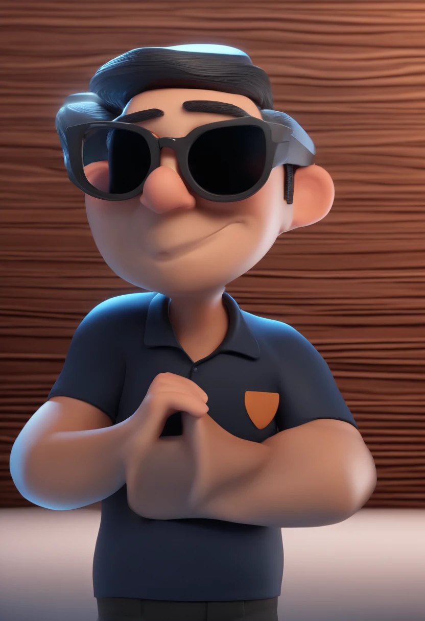 Cartoon character of a man with black glasses and a blue shirt, animation character, Caractere estilizado, animation style rendering, 3D estilizado, Arnold Maya render, 3 d render stylized, toon render keyshot, Personagem 3D, Personagem 3D, 3d rendering stylized, 3 d character render, personagem de desenho animado, Personagem de close up, Pose de personagem, (Estilo Pixar) (master part:1.2) (Bokeh) (best quality) (pele detalhada) (textura detalhada) (8k) (argila) (Cinematic lighting) (foco nítido