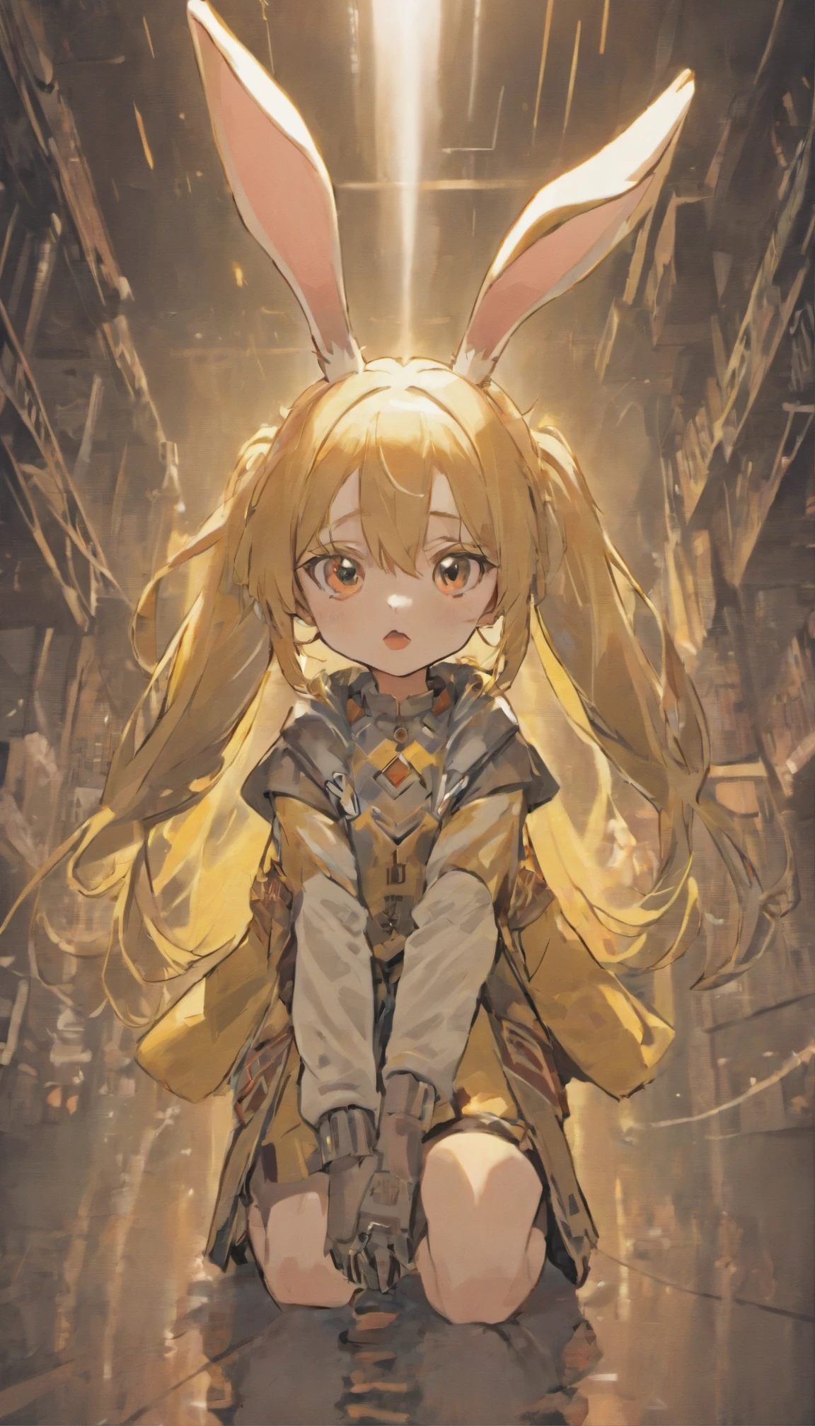 A rabbit,adolable,With large ear cups,showing whole body,Personachi Cyberpunk,organism,Not human,Deanthropomorphic,