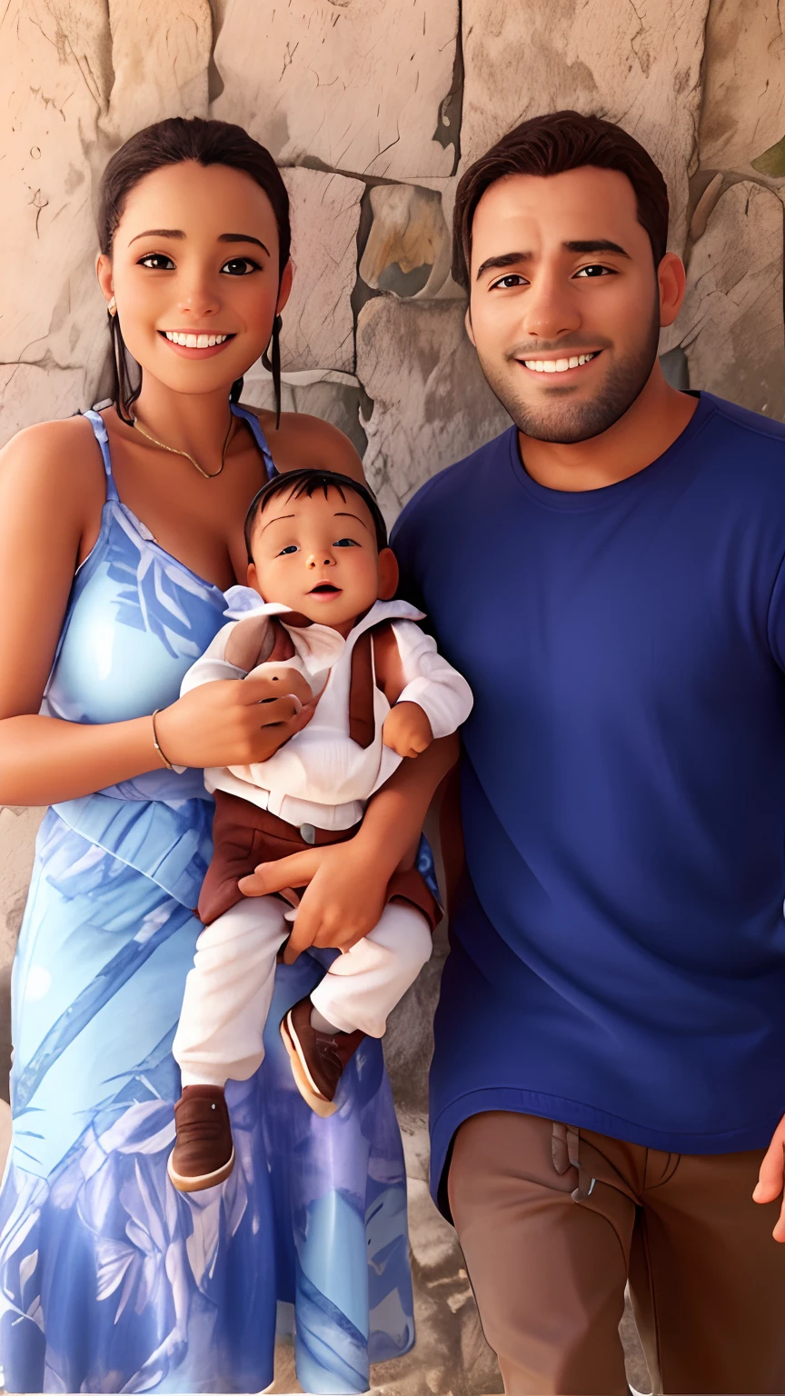 Couple with child on lap