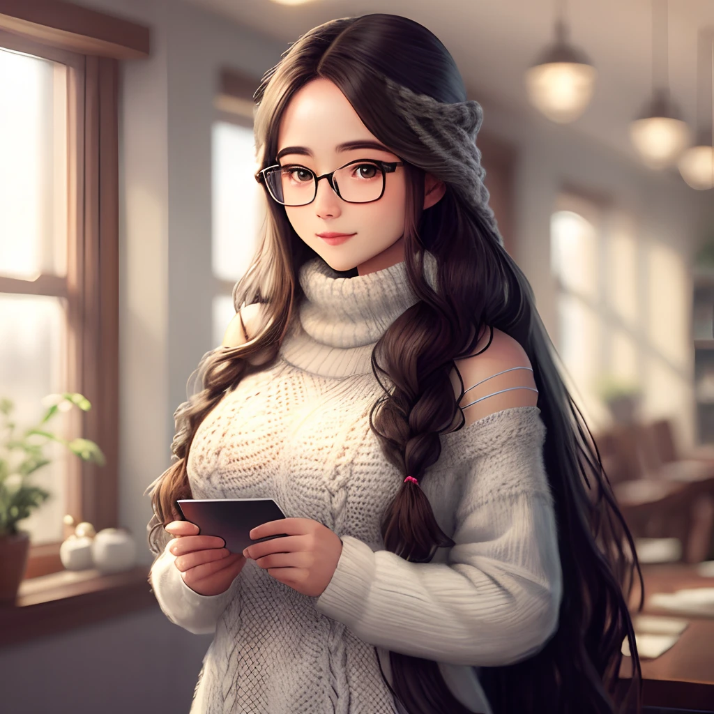 Glasses Beauty Knitted Long Hair