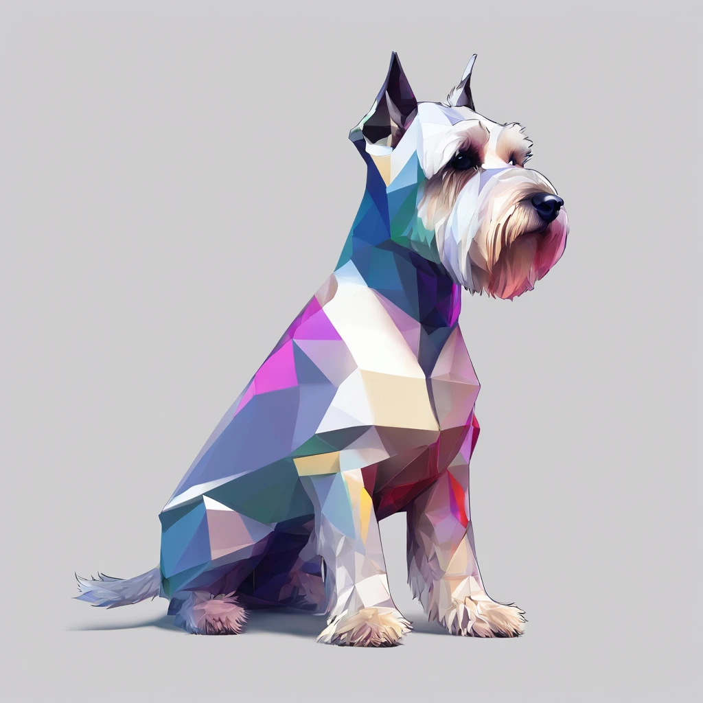 Perfect alignment, Cute schnauzer in a jacket,Crystal Vase,Rose flower,, cheerfulness, Standing position, Abstract beauty, Centered, Looking at the camera, Facing the camera, Approaching perfection, Dynamic, Highly detailed, Smooth, Sharp Focus, 8K, hight resolution, Illustration, art by carne griffiths and wadim kashin, White background