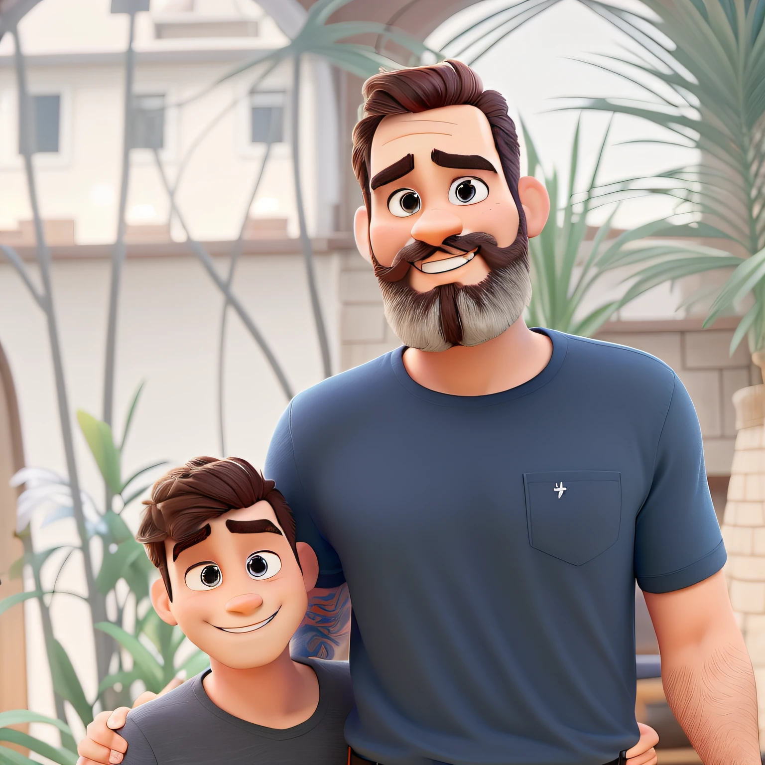 Um homem com barba, estilo disney pixar, com alta qualidade, melhor qualidade