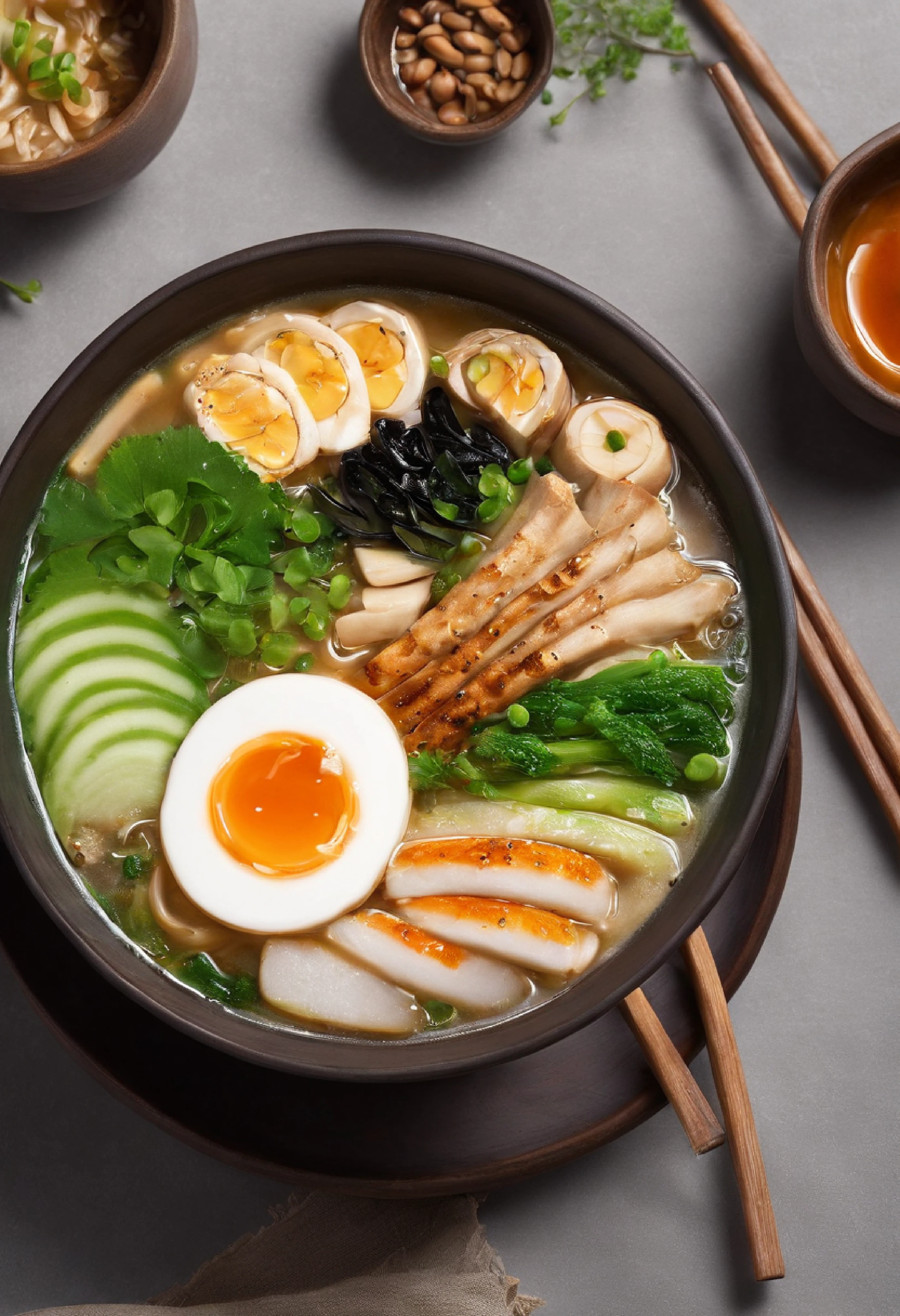 Miso Ramen、Marsopa hervida、Chashu、Hervir huevos、brotes de frijoles、Menma、Delicioso vapor、