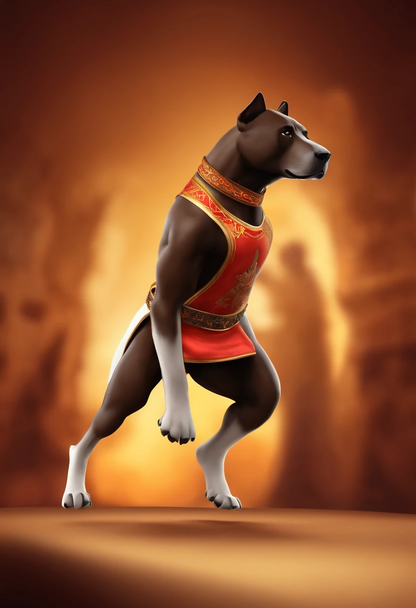 personagem dos desenhos animados de um menino africano africano pele marrom clara:4 em ...3d, vestindo um dogo braco de taekwondo, mostrando sua felicidade em dar um chute em um saco de pancadas