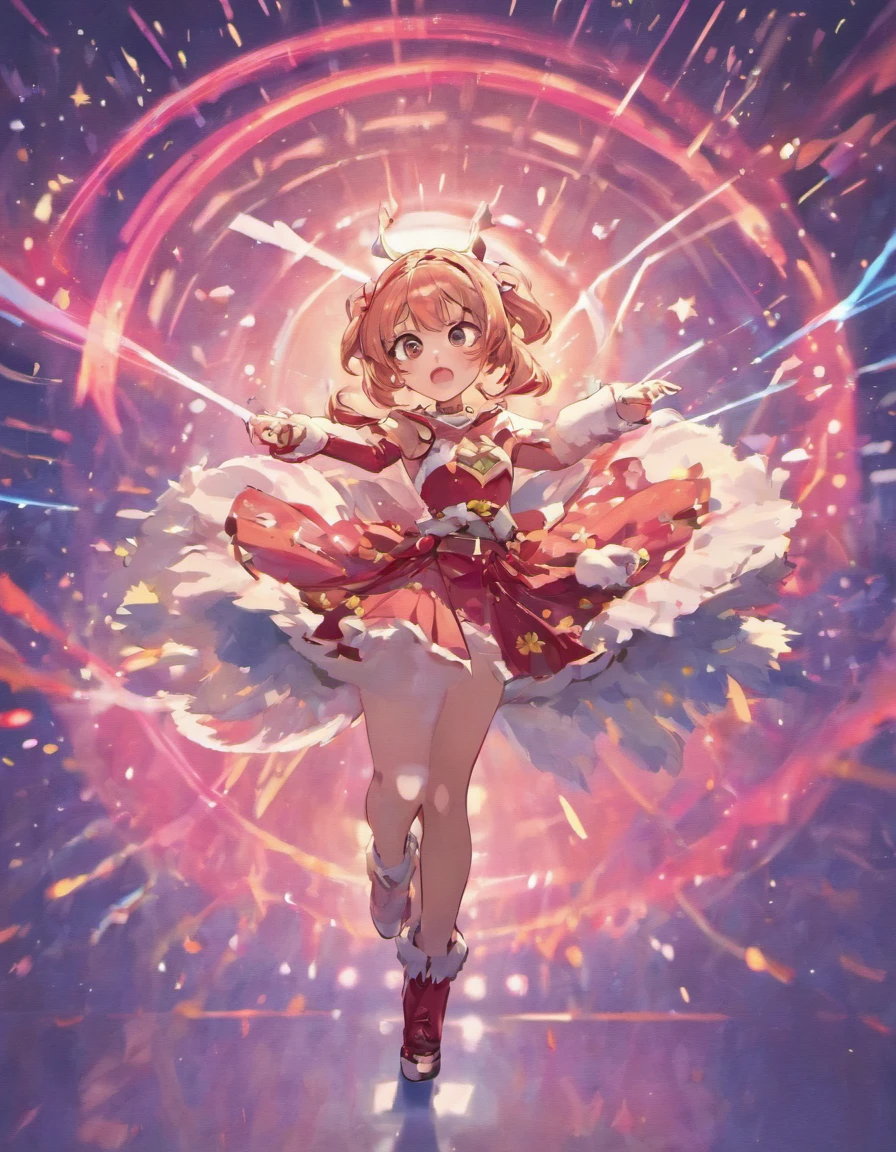 quadratic element、1 person, santa costume、skirt by the、、girl with、Navel Ejection、snowy、natta、full body Esbian、to stand、long boots、Viewer-facing、kawaii faces, (Colossal tits:0.5)、shinny skin、anime、quadratic element