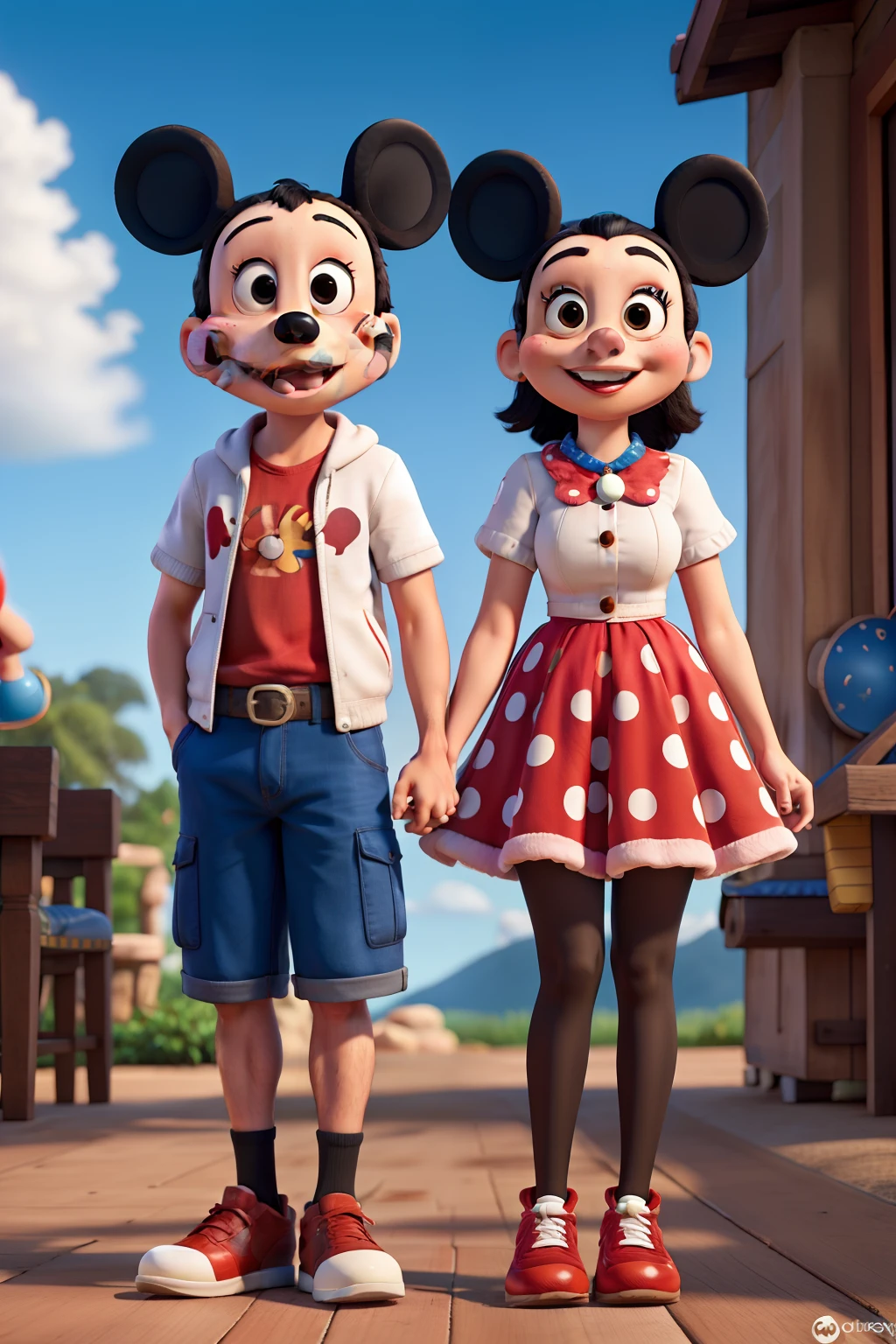 Mickey e minnie estilo Disney pixar