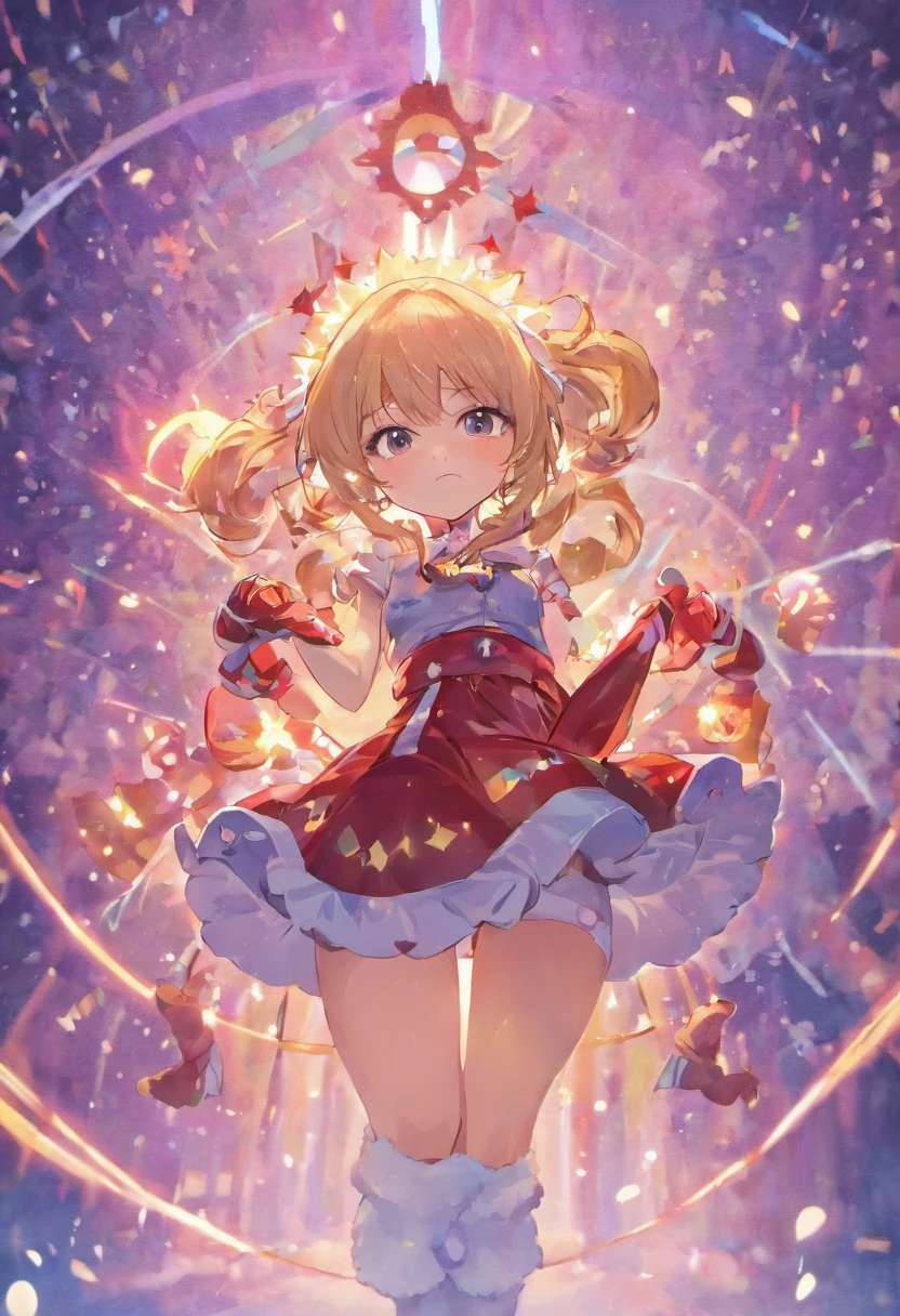 quadratic element、1 person, santa costume、skirt by the、、girl with、Navel Ejection、snowy、natta、full body Esbian、to stand、long boots、Viewer-facing、kawaii faces, (Colossal tits:0.5)、shinny skin、anime、Santa Claus costume