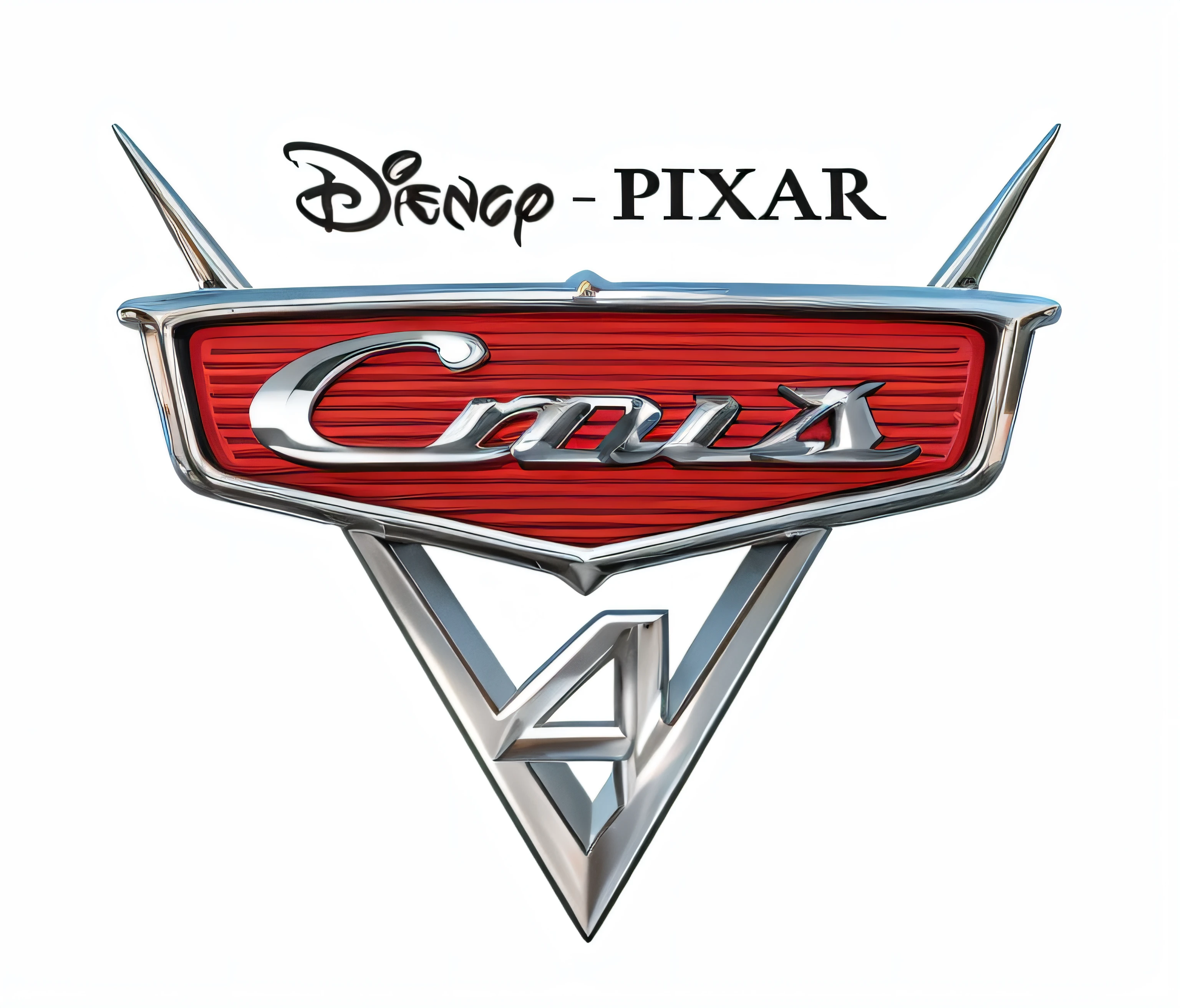 um close up de um logotipo de carro com um fundo vermelho, carros pixar estilo de filme, Carros, Pixar carros estilo filme, c4, the cars have faces, retratos de carros, n4, n 4, editing, tiro de carro, c 4 d ", arte do logotipo, Himars em carros filme pixar, design do carro, imagem vazada, Arte Oficial, costume, Logotipo 3D, design