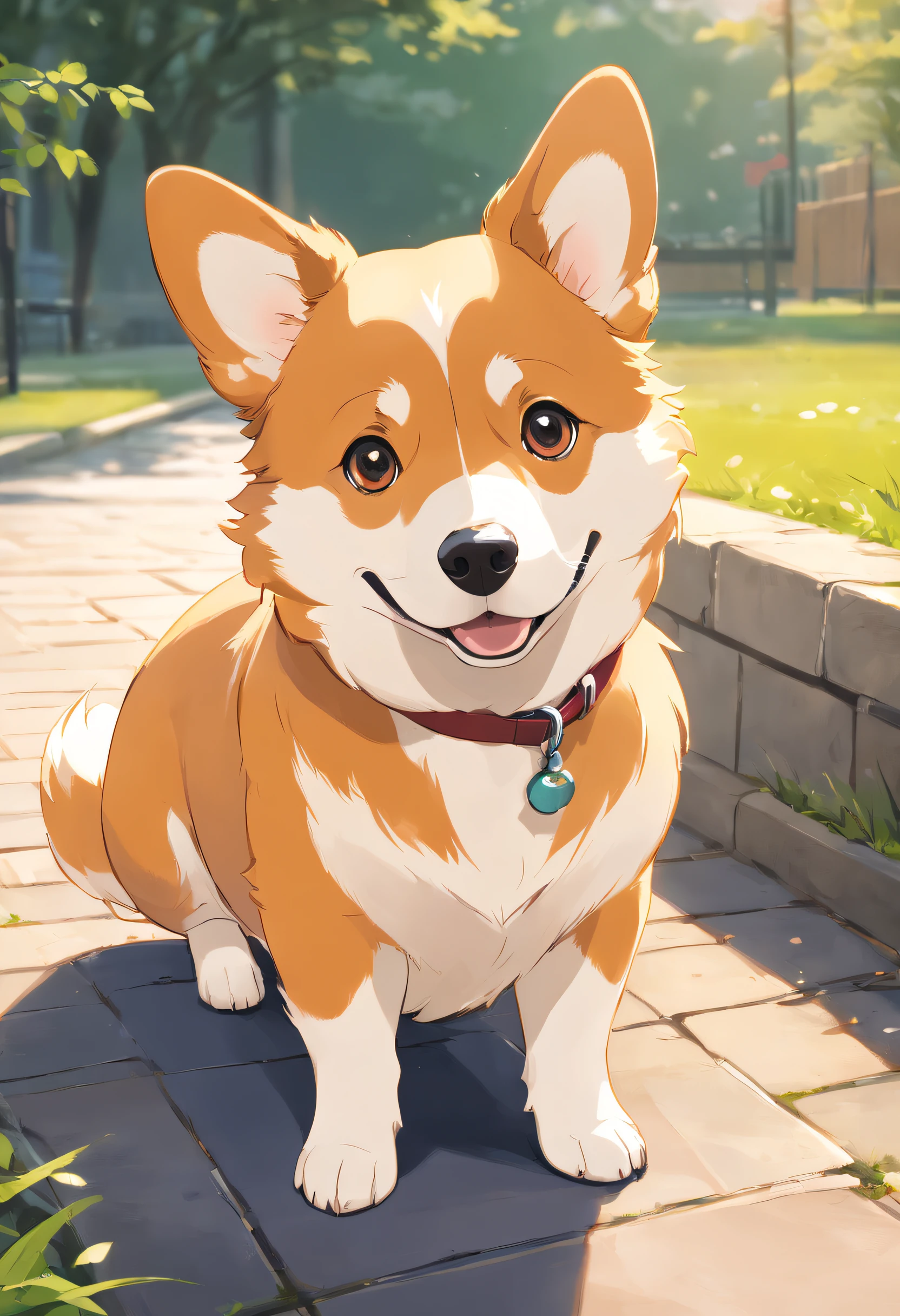 "Generate Ultra HD images，Catch a Pembroke Welsh Corgi in a chic way, Classic dog pose. Use advanced macro photography techniques to highlight the intricate details of your dog's fur, Erect ears, and expressive eyes and tongue partially sticking out. Place the camera at eye level of the dog, Create an intimate connection between the viewer and the canine subject. Achieve a large aperture for shallow depth of field, Let the dog stand out against a slightly blurred background. Improve lighting to emphasize the texture and contour of the dog's body, Soft use, Blur lighting removes harsh shadows and creates, comfortable atmosphere. Catch the dog in a relaxed pose, But balanced, Show your flexibility and elegance. Try to capture moments in natural motion, Such as stretching or combing, Convey realism. Implement post-processing techniques to optimize image clarity, contrast, and color balance, Ensure all aspects, From the dog's intricate pattern to its intense gaze, The rendering details are amazing. Enfim, Convey the tranquil beauty and innate grace of the Pembroke Welsh Corgi, Capture a fleeting moment，Celebrate the unique nature of canine curiosity and balance."