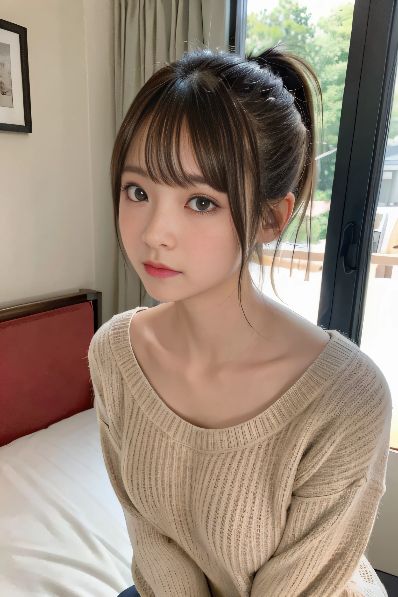 1 chica, con cabello rosa