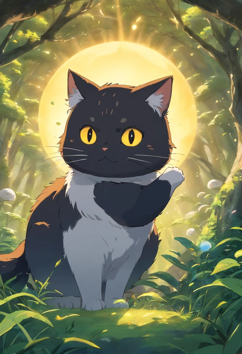 Um gato bonito de olhos redondos, pelos preto e branco, preto abaixo do queixo, estilo frajola, luz solar fora da janela
