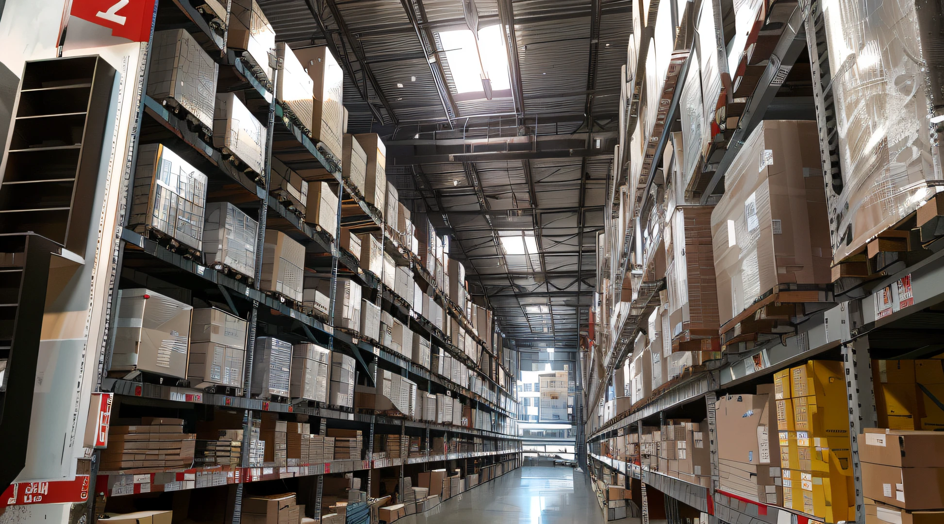 arafed warehouse with shelves and boxes on each side of the aisle, inside a warehouse, in warehouse, in a warehouse, warehouse, warehouses, empty warehouse background, grey warehouse background, inspect in inventory image, [[empty warehouse]] background, picture of an interior loft, anxiety inducing backrooms, stock photo, full pallet image, industrial space