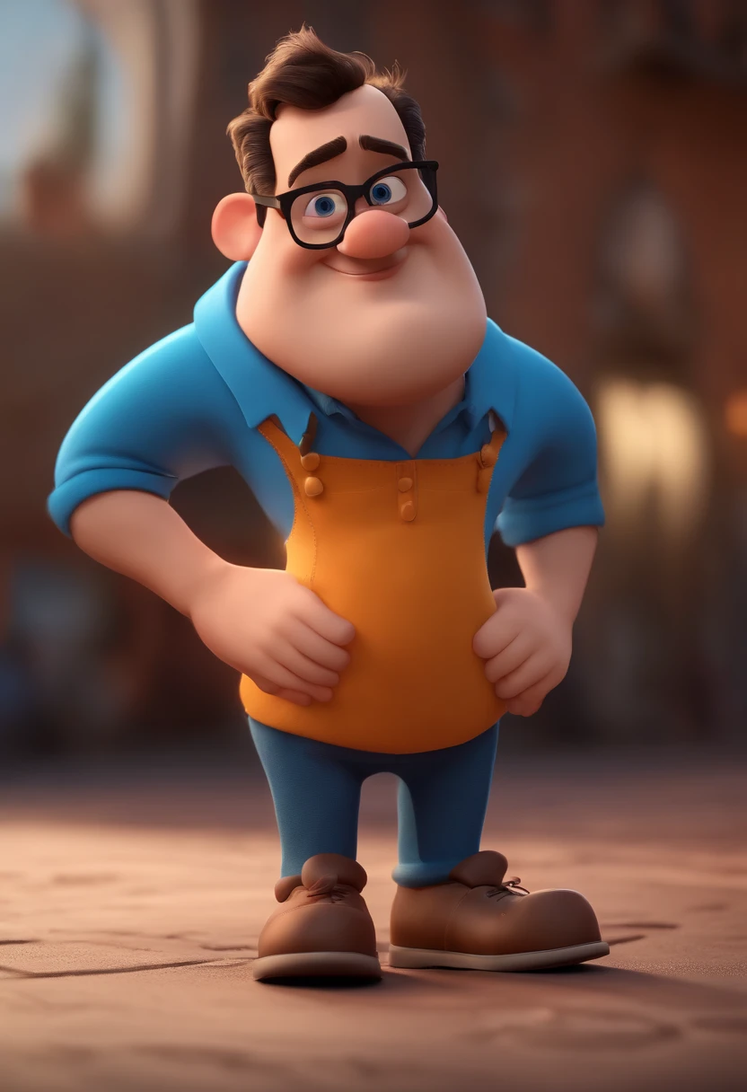 Cartoon character of a man with black glasses and a blue shirt, animation character, Caractere estilizado, animation style rendering, 3D estilizado, Arnold Maya render, 3 d render stylized, toon render keyshot, Personagem 3D, Personagem 3D, 3d rendering stylized, 3 d character render, personagem de desenho animado, Personagem de close up, Pose de personagem, (Estilo Pixar) (master part:1.2) (Bokeh) (best quality) (pele detalhada) (textura detalhada) (8k) (argila) (Cinematic lighting) (foco nítido