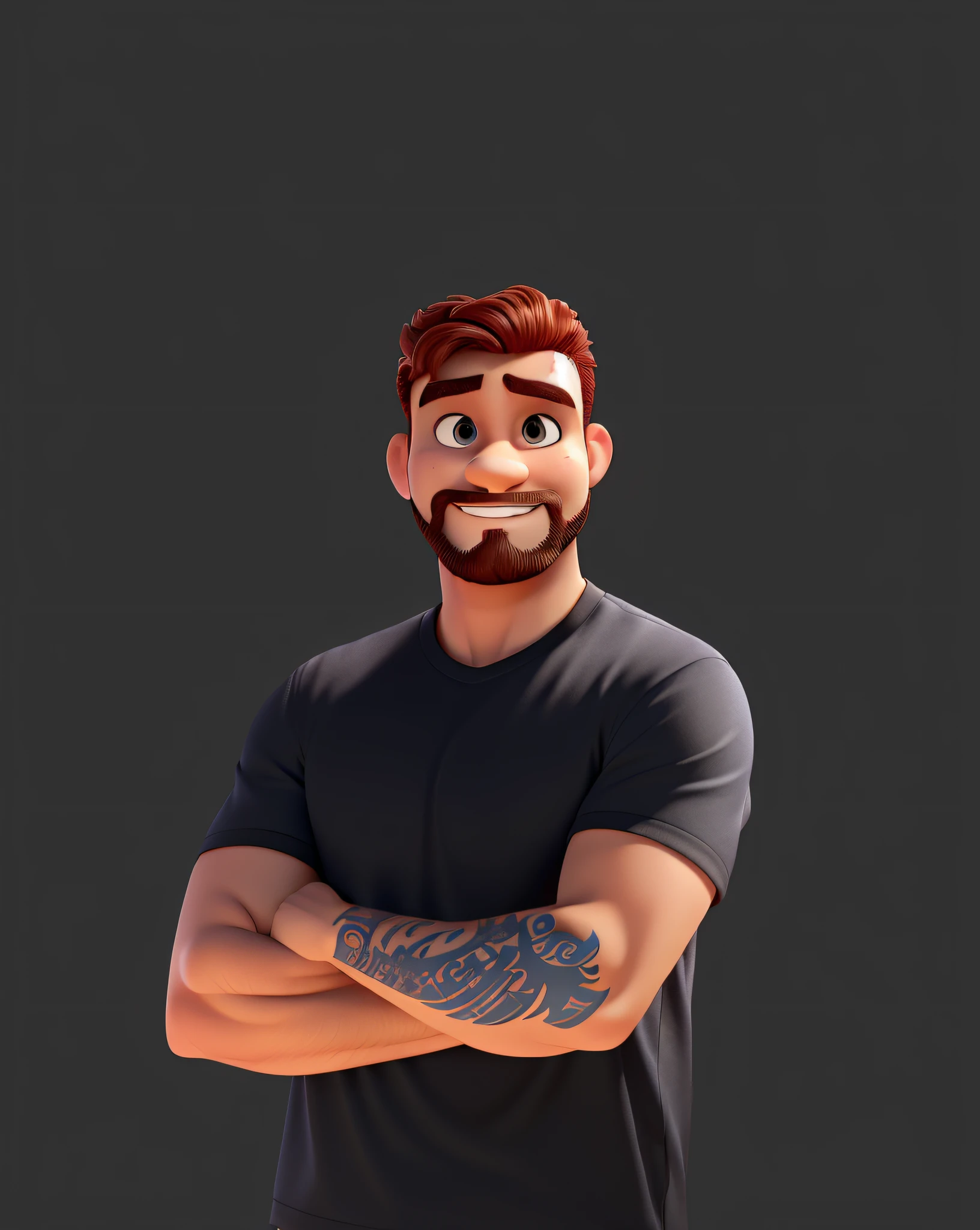 Um homem moreno personal trainer estilo disney pixar, cabelo curto preto, barba preta curta e bigode, alta qualidade, melhor qualidade.