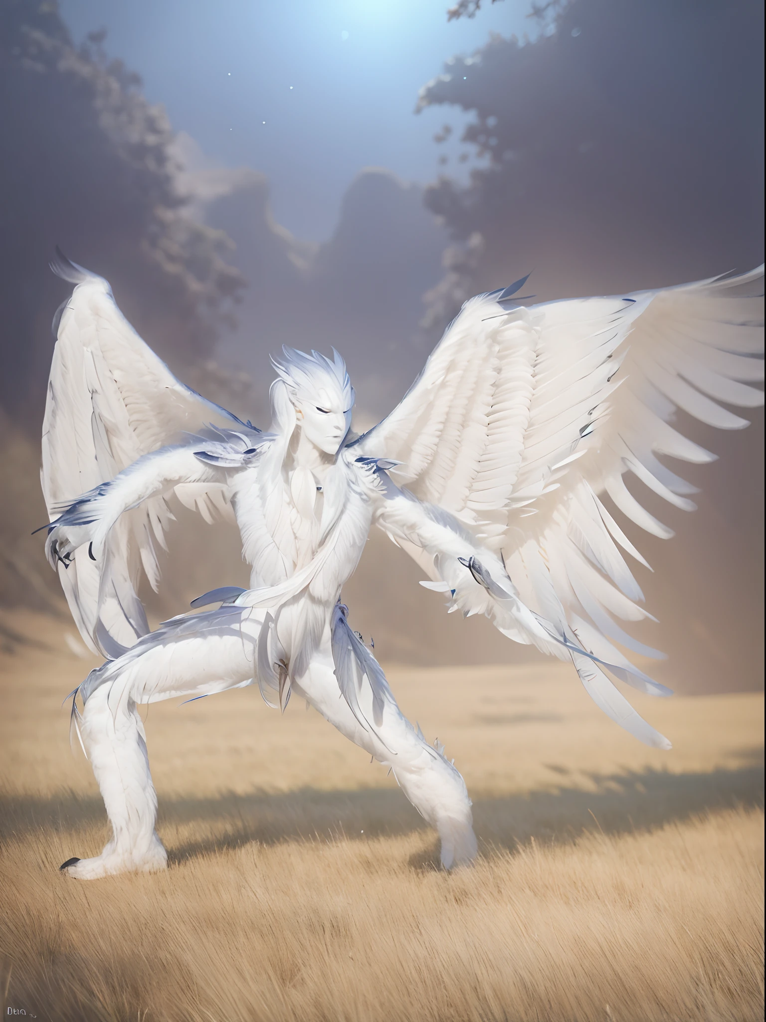 ((masterpiece)), (ultra detailed), (best quality), simple background, (style of fantasy), (in t-pose, full body, hands up), absurdres, perfect anatomy(angelic handsome boy, kemono)(furry anthro),