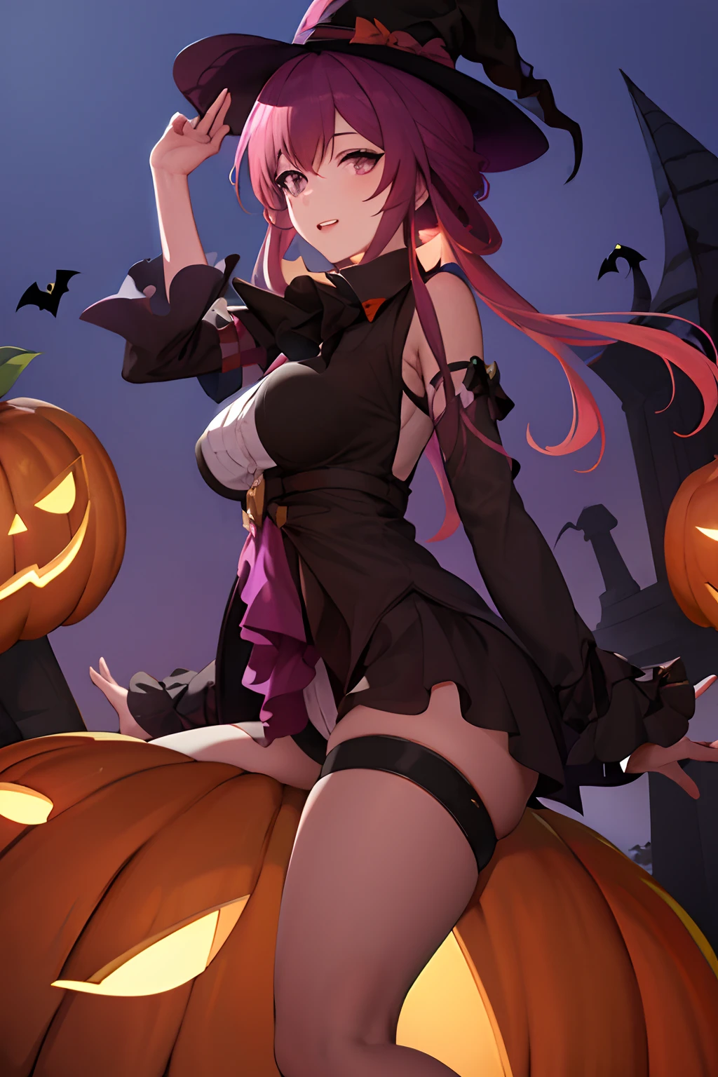 masterpiece, best quality, highres, aakafka, Halloween, Halloween vibe, dark, Halloween costume,