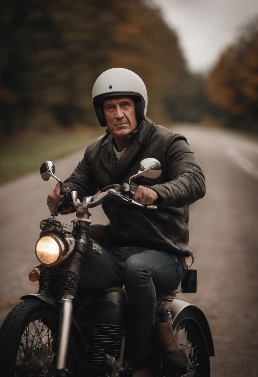 A disabled man riding an adapted motorcyclist with three wheels