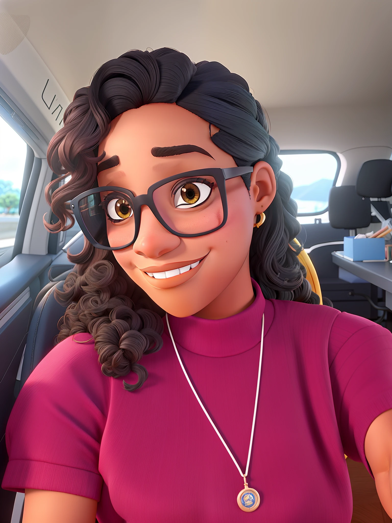 Alta qualidade, estilo pixar, Black woman with glasses👩🏾.