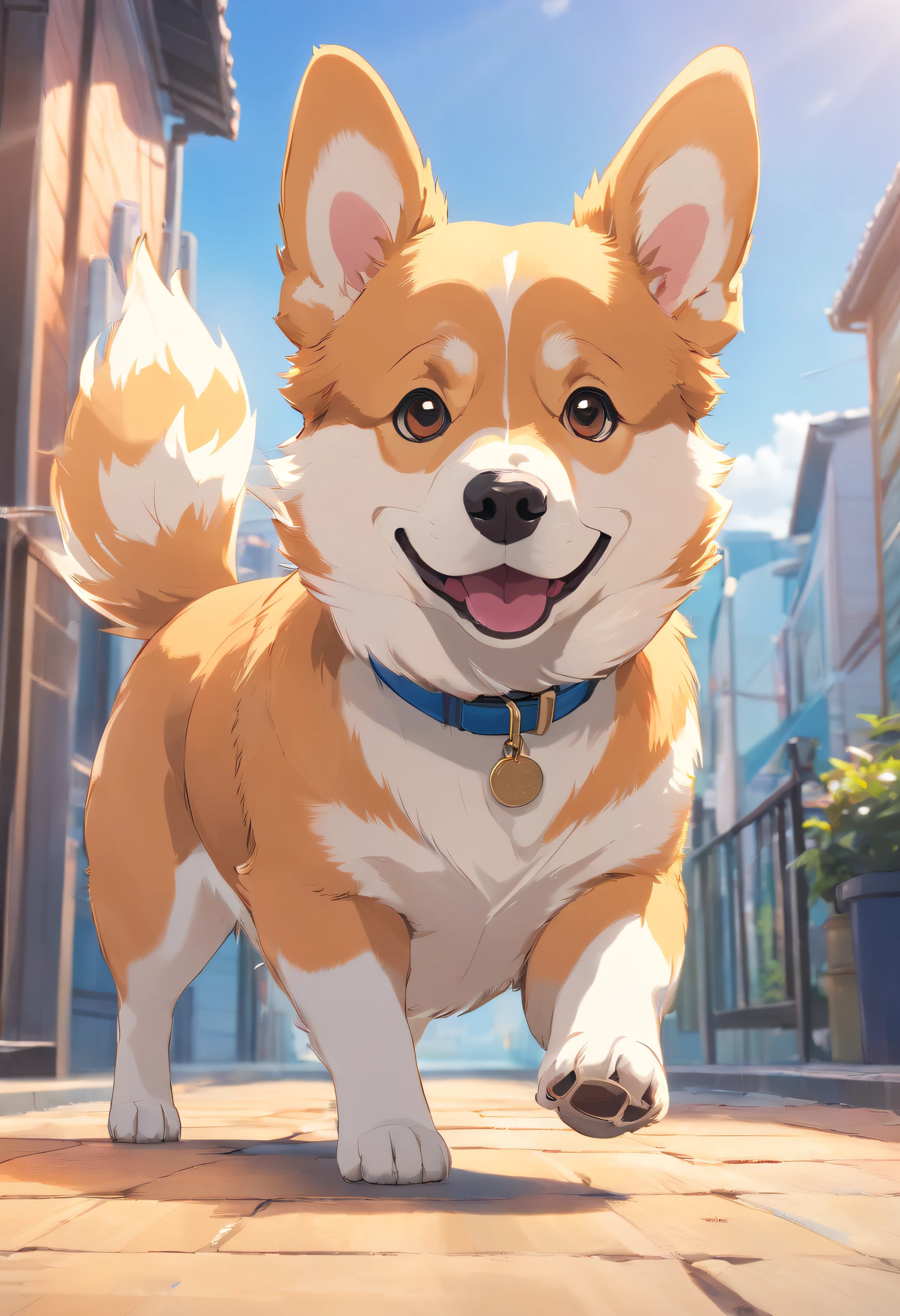 "Produces ultra-high-definition images that chic Pembroke Welsh Corgis, Classic Dog Pose. Using advanced macro photography techniques、Highlights the intricate details of the dog's coat, Standing ears, And expressive eyes and tongue are partially out. Place the camera at the dog's eye level, Create an intimate connection between the viewer and the dog's subject. Implement a wide aperture for a shallow depth of field, Make the dog stand out clearly against a gently blurred background. Improve lighting、Emphasizes the texture and contours of the dog's body, Using the software, Remove coarse shadows、, cosy atmosphere. Catch a dog in a relaxed position, But balanced, Show your flexibility and elegance. Try to capture the moment in natural movement, Stretching, grooming, etc., To convey a sense of authenticity. Implement post-processing techniques to improve image clarity, contrast, and color balance, Secure all aspects, From the dog's intricate patterns to its intense gaze, Rendered in stunning detail. Finally, Conveys the gentle beauty and innate grace of the Welsh dog Corgi Pembroke, Capture fleeting moments celebrating the unique essence of a dog's curiosity and balance."