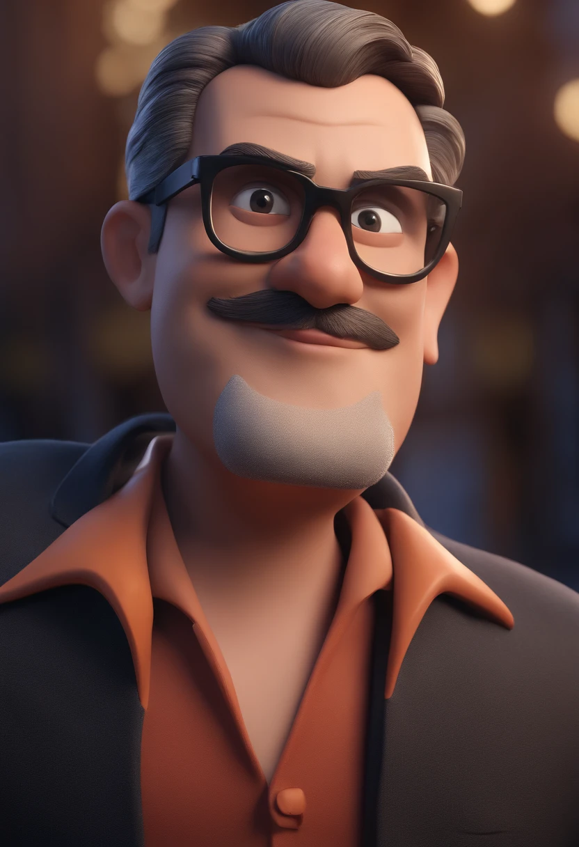 Cartoon character of a man with black glasses and a blue shirt, animation character, Caractere estilizado, animation style rendering, 3D estilizado, Arnold Maya render, 3 d render stylized, toon render keyshot, Personagem 3D, Personagem 3D, 3d rendering stylized, 3 d character render, personagem de desenho animado, Personagem de close up, Pose de personagem, (Estilo Pixar) (master part:1.2) (Bokeh) (best quality) (pele detalhada) (textura detalhada) (8k) (argila) (Cinematic lighting) (foco nítido