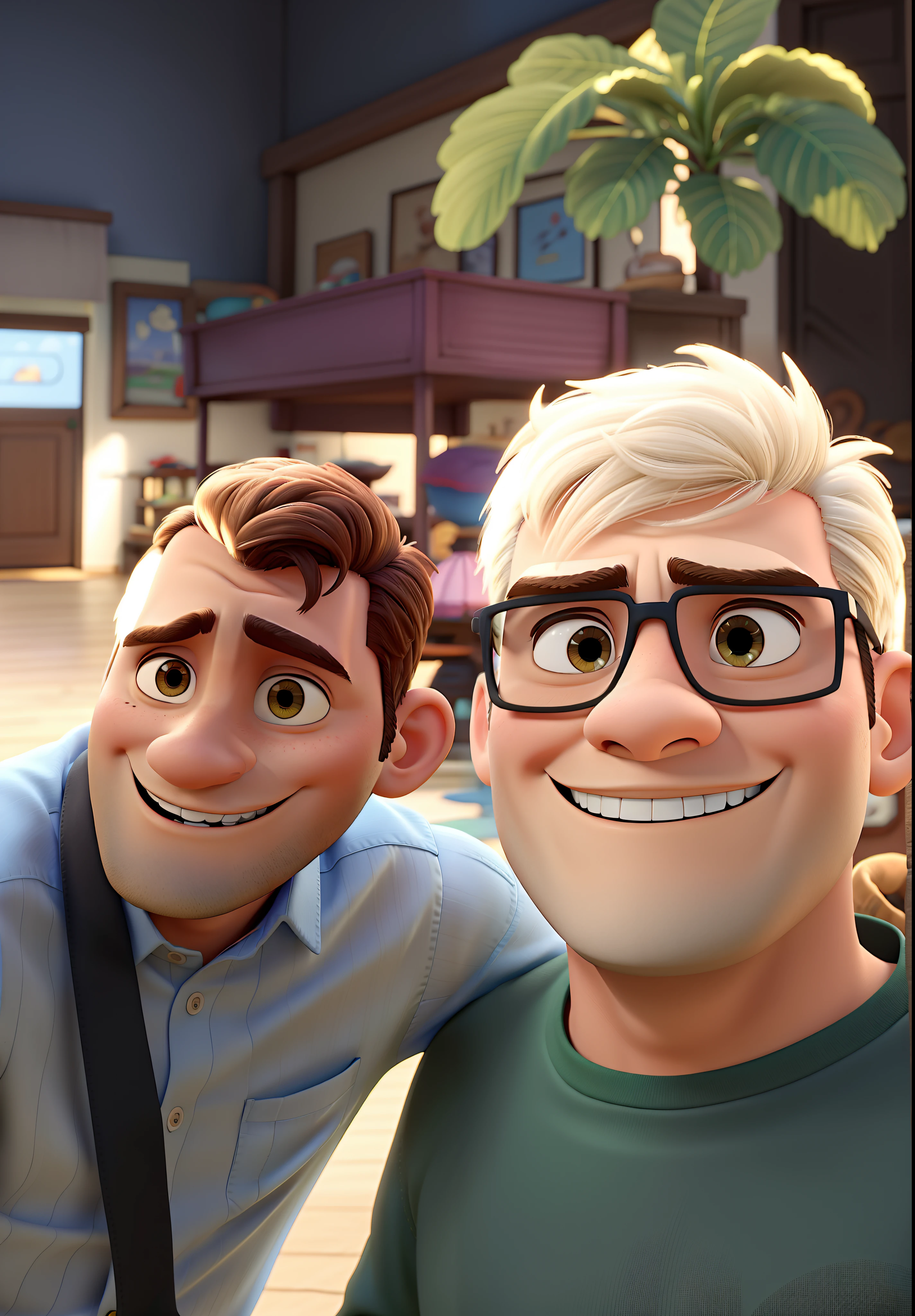 Dois homens estilo disney pixar, alta qualidade, melhor qualidade