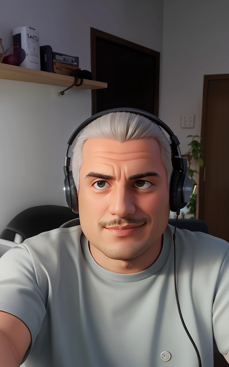 there is a man wearing headphones and a gray shirt, marco bucci, riccardo federici, emanuele dascanio, Mimmo Rottela placeholder image, stefano brunesci, com fones de ouvido, Streamer do Twitch / Jogador Ludwig, Roberto Bernardi placeholder image, George Doutsiopoulos, vincenzo riccardi, Tanino Libertador, paolo eleuteri serpieri