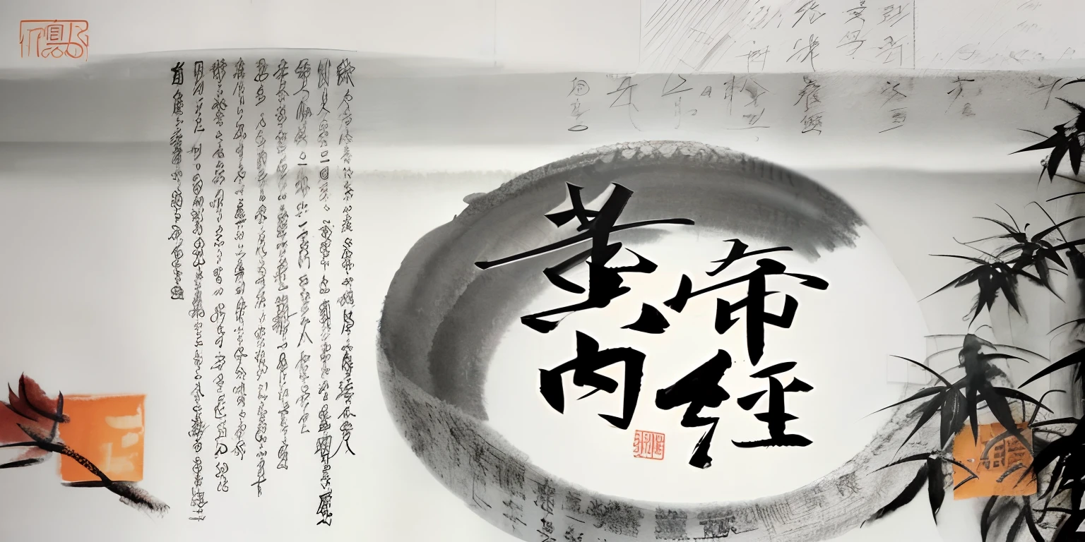 Chinese calligraphy and symbols are displayed on the wall, chinese calligraphic painting, Traditional Chinese Ink Painting, Chinese painting style, inspired by Wu Daozi, Chinese ink painting, chinese ink brush, style of guo hua, inspired by Zhang Wo, Chinese style painting, Traditional Chinese painting, inspired by Emperor Huizong of Song