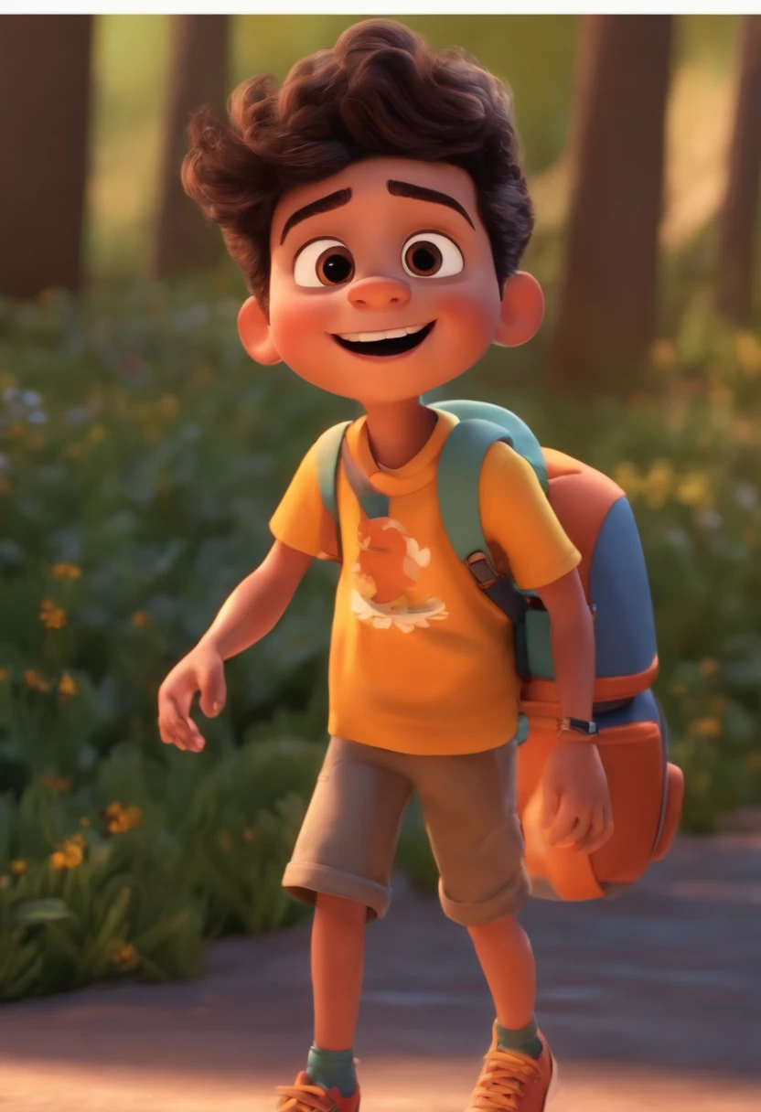 Image of a boy for a story in a YouTube video in Pixar format, He's the  allabester, He's the class leader, He's outgoing, Playful and gets up for a lot of things