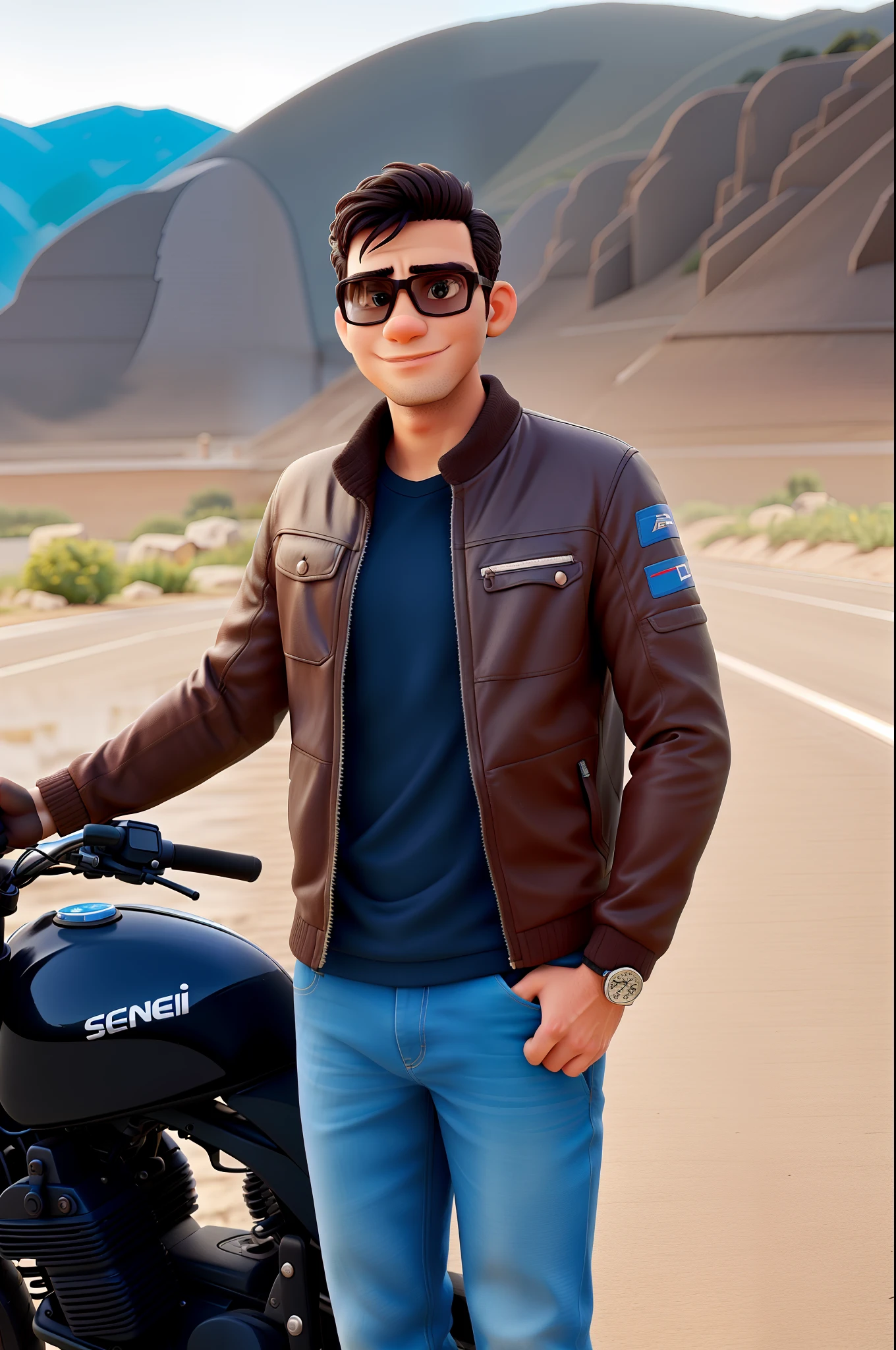 Homem brasileiro com uma moto