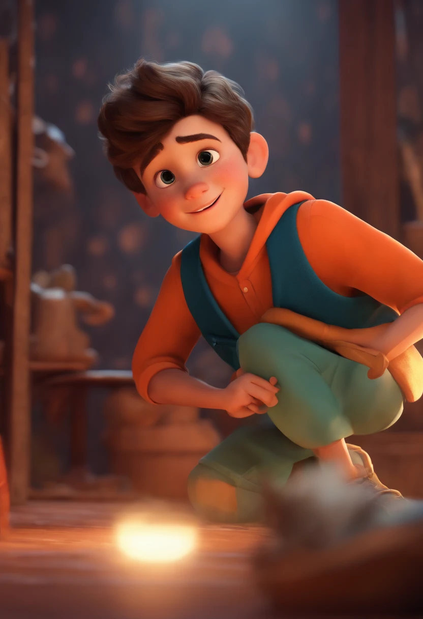 Image of a boy for a story in a YouTube video in Pixar format, He's the allabester, He's the class leader, He's outgoing, Playful and gets up for a lot of things