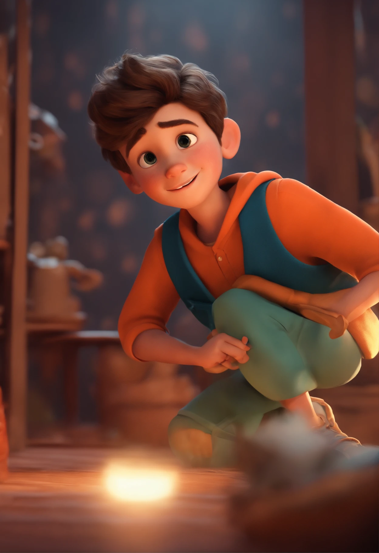 Image of a boy for a story in a YouTube video in Pixar format, He's the  allabester, He's the class leader, He's outgoing, Playful and gets up for a lot of things