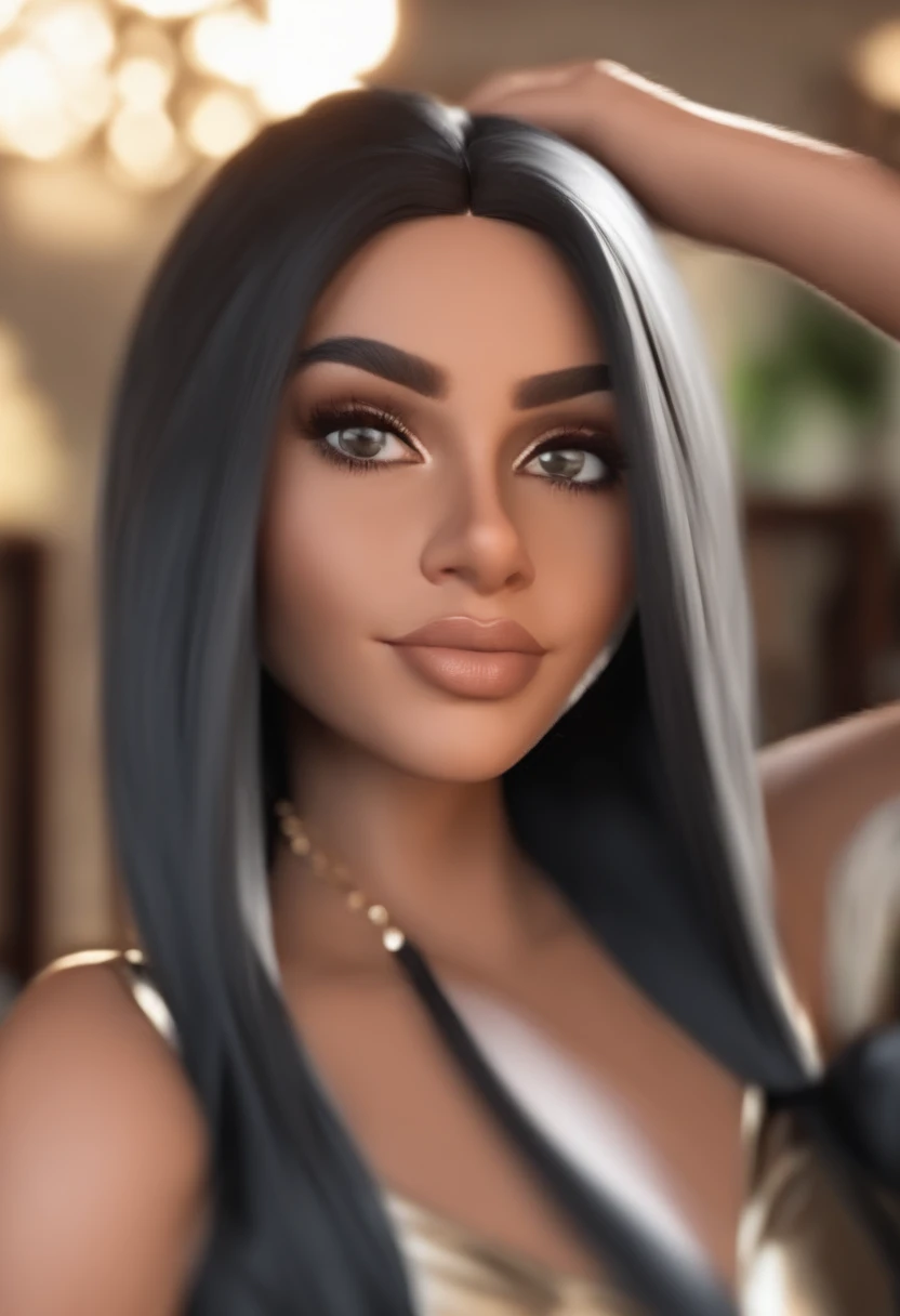 personagem dos desenhos animados de um mulher branca, cabelo preto com leve luzes iluminadas, olhos pretos grandes, com roupas leves e minimalista, trabalhando em casa home office com filho pequeno, uma casa leve minimalista,animation character, Caractere estilizado, animation style rendering, 3D estilizado, Arnold Maya render, 3 d render stylized, toon render keyshot, Personagem 3D, Personagem 3D, 3d rendering stylized, 3 d character render, personagem de desenho animado, Personagem de close up, Pose de personagem, (Estilo Pixar) (master part:1.2) (Bokeh) (best quality) (pele detalhada) (textura detalhada) (8k) (argila) (Cinematic lighting) (foco nítido