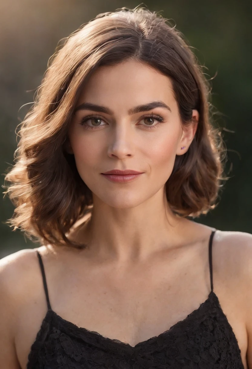 crie uma imagem disney pixar de uma mulher de 40 anos, Shoulder-length hair cut in asymmetrical channel, olho levemente puxados, uma pinta no centro da testa, outra pinta proximo ao canto do olho esquerdo, nariz arrebitado, praticando crossfit, corpor em formato de pera.
