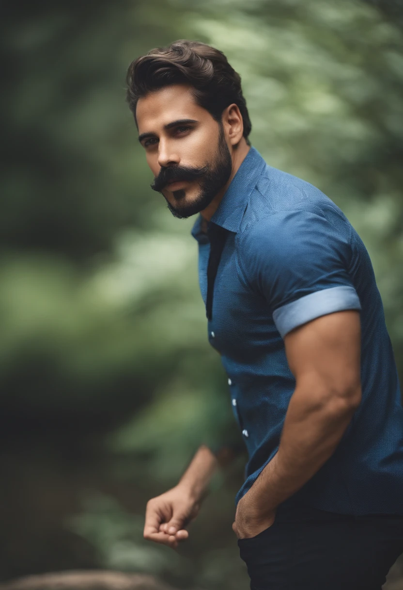 Homem com barba e bigode vestindo uma camisa azul, 2 9 anos, 2 7 anos, (38 anos), 2 8 anos, cavanhaque curto, 3 2 anos, Bigode mexicano, 2 3 anos, 2 4 anos, com bigode aparado, 2 2 anos, 38 anos