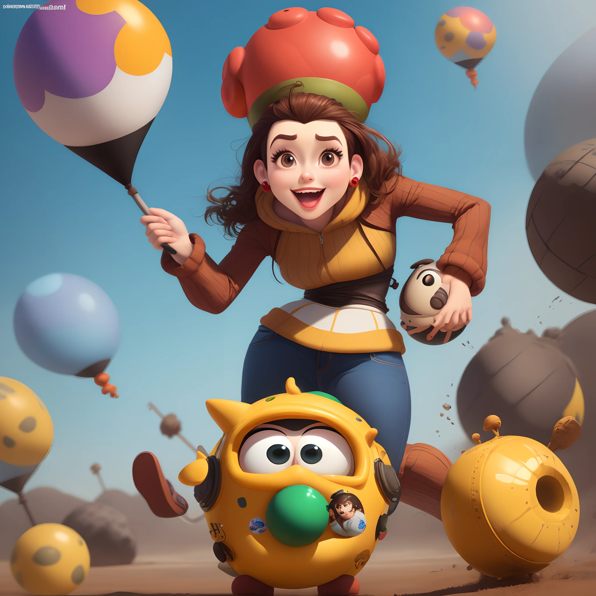 Personagem bombeira estilo Disney pixar