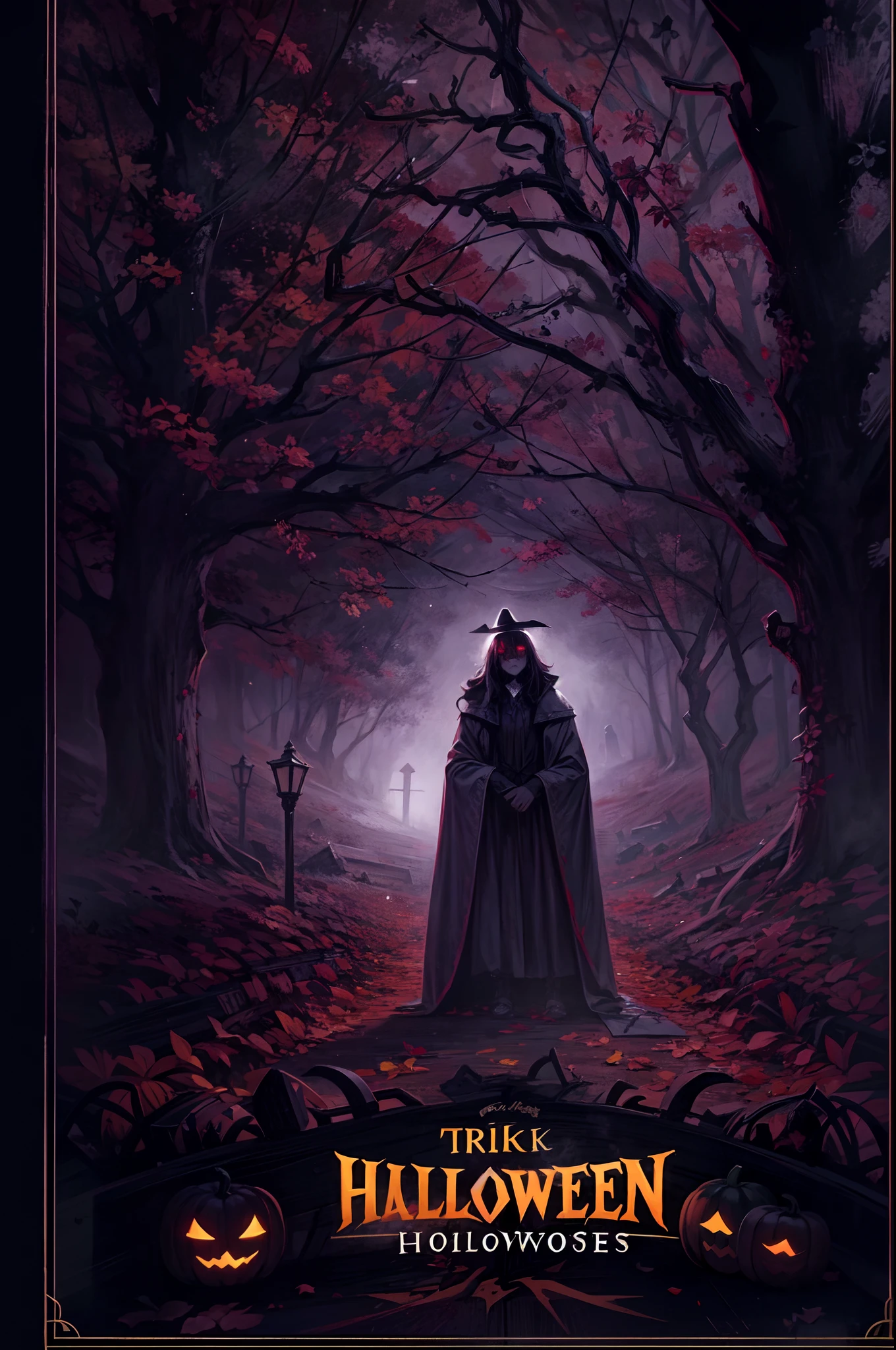 best quality,4k,8k,highres,masterpiece:1.2,image of a PG13 movie poster of Halloween,[illustration],horror,mysterious atmosphere,dark lighting,spooky background,sinister characters,ghostly apparitions,detailed haunted house,eerie moonlight,scary masks,bloodcurdling screams,creepy shadows,ominous fog,thrilling suspense,vivid colors,hauntingly beautiful,haunting eyes,intense expressions,haunted forest,sinister pumpkins,kids in costumes,trick or treat,macabre decorations,haunting soundtrack
