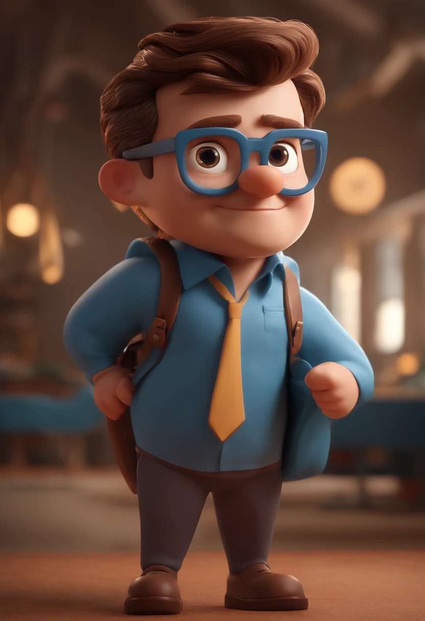 Cartoon character of a man with black glasses and a blue shirt, animation character, Caractere estilizado, animation style rendering, 3D estilizado, Arnold Maya render, 3 d render stylized, toon render keyshot, Personagem 3D, Personagem 3D, 3d rendering stylized, 3 d character render, personagem de desenho animado, Personagem de close up, Pose de personagem, (Estilo Pixar) (master part:1.2) (Bokeh) (best quality) (pele detalhada) (textura detalhada) (8k) (argila) (Cinematic lighting) (foco nítido