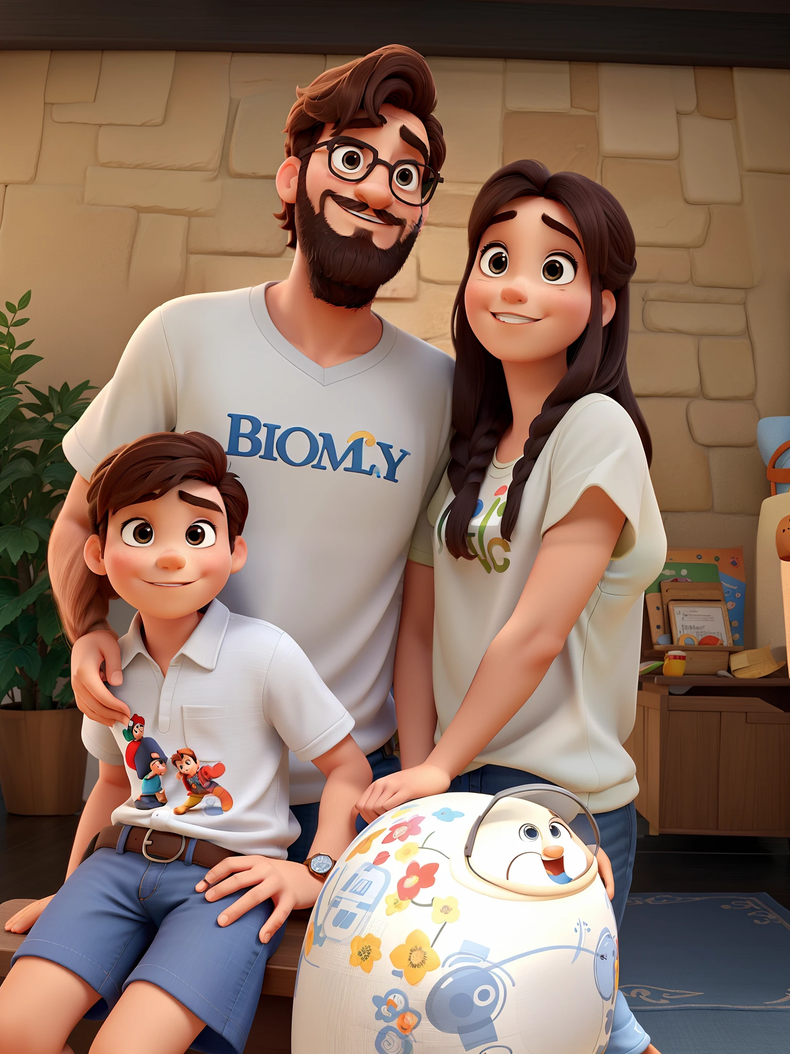 Um homem com barba completa, A  and a woman in the style of Disney Pixar, alta qualidade, melhor qualidade