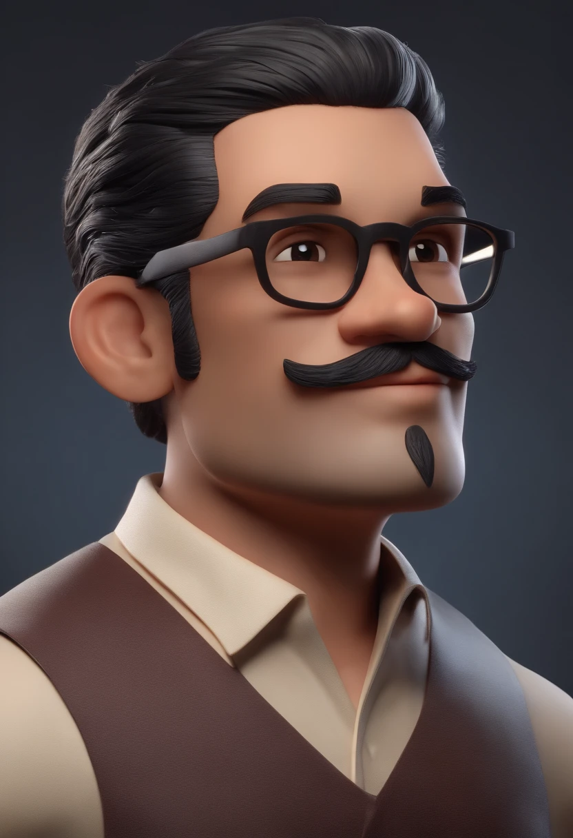Personagem de desenho animado de um jovem de 23 anos de barba e cabelo curto mexendo no computador, um personagem animado, Caractere estilizado, animation style rendering, 3D estilizado, render, 3d stylized rendering, toon render keyshot, Personagem 3D, Personagem 3D, 3d rendering stylized, 3 d character render, personagem de desenho animado, Personagem de close up, Pose de personagem, (Estilo Pixar) (master part:1.2) (Bokeh) (best quality) (pele detalhada) (textura detalhada) (8k) (argila) (Cinematic lighting) (foco nítido,Senta e vaza a parte superior do corpo