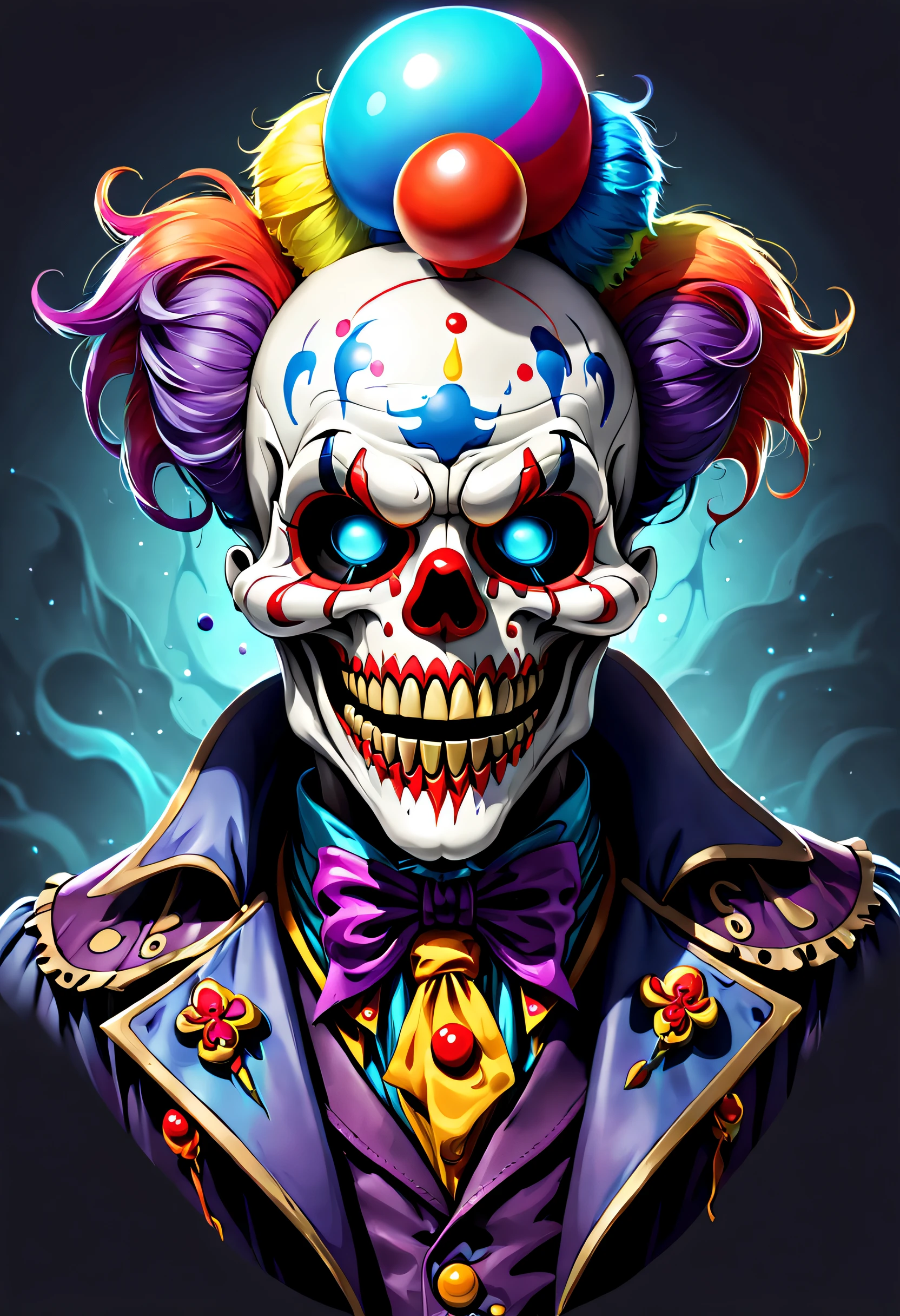 Hyper realistic art skull joker demon concept art portrait by Casey Weldon, Olga Kvasha, Miho Hirano, hyperdetailed intricately detailed gothic art trending on Artstation triadic colors Unreal Engine 5 detailed matte painting, deep color, fantastical, intricate detail, splash screen, complementary colors, fantasy concept art, 8k resolution, gothic DeviantArt masterpiece . Extremely high-resolution details, photographic, realism pushed to extreme, fine texture, incredibly lifelike