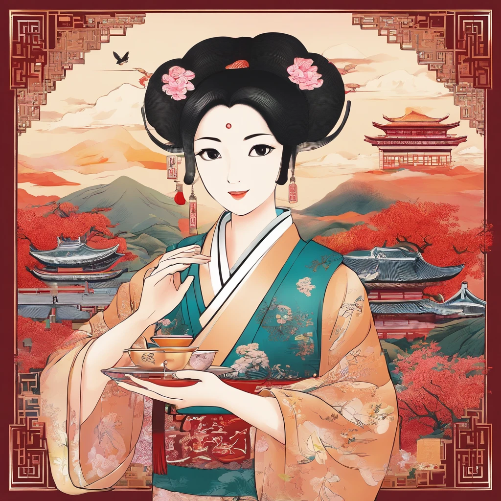 Chinese tea,Pu-erh tea,It's very historic,a poster,It expresses the historical sense of Pu'er tea,Very cultured tea